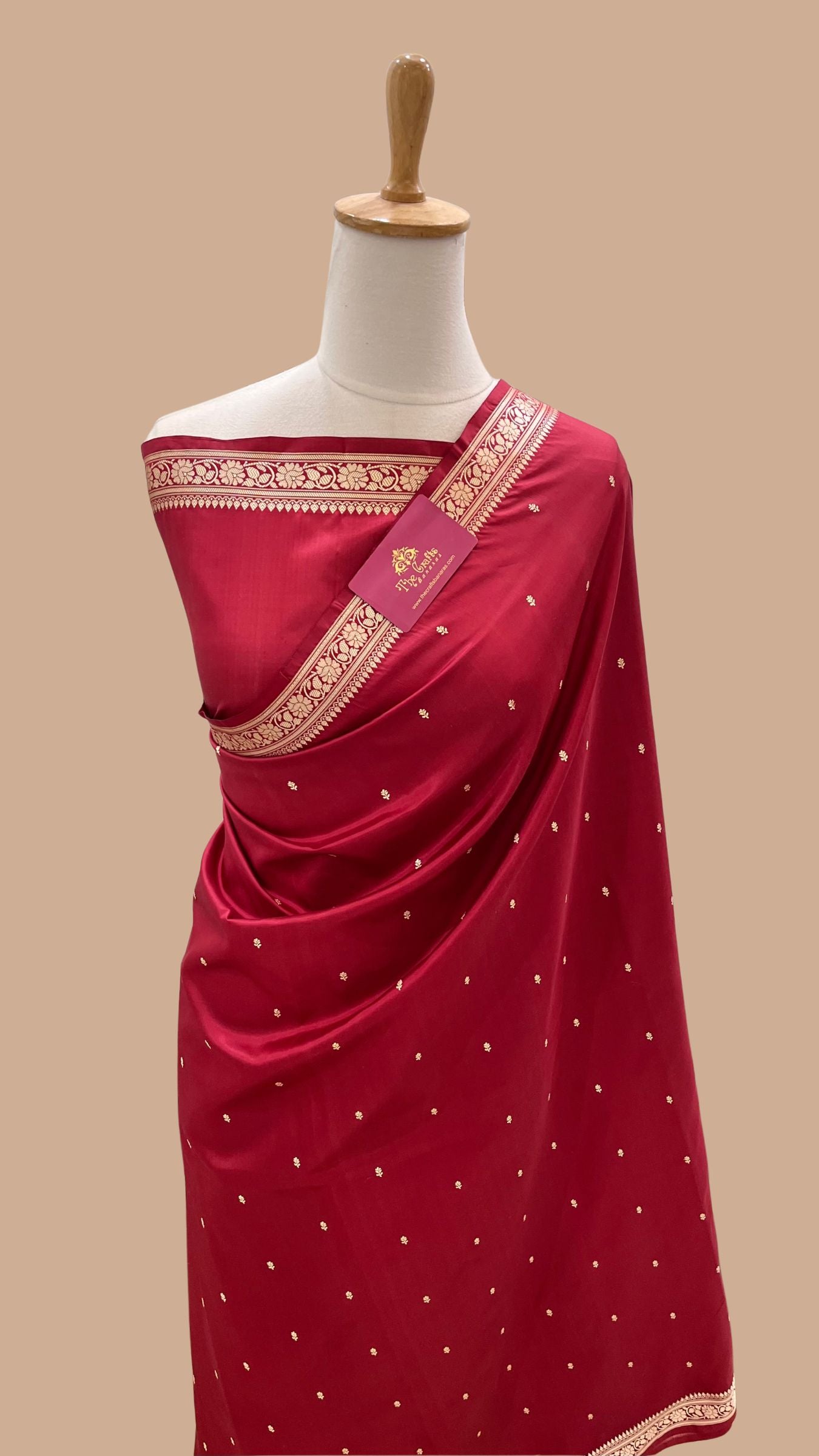 Pure Katan Silk Handloom Banarasi Saree - Resham Chunri Buti