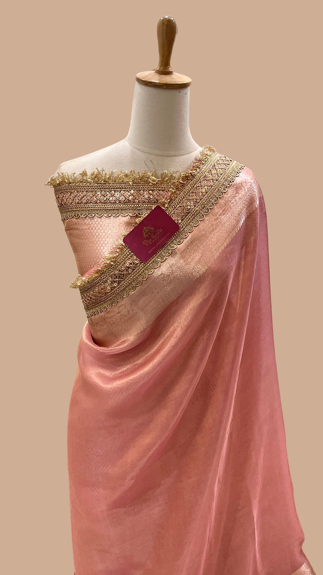 Pure Tissue Silk Handloom Banarasi Saree - with Lace Border