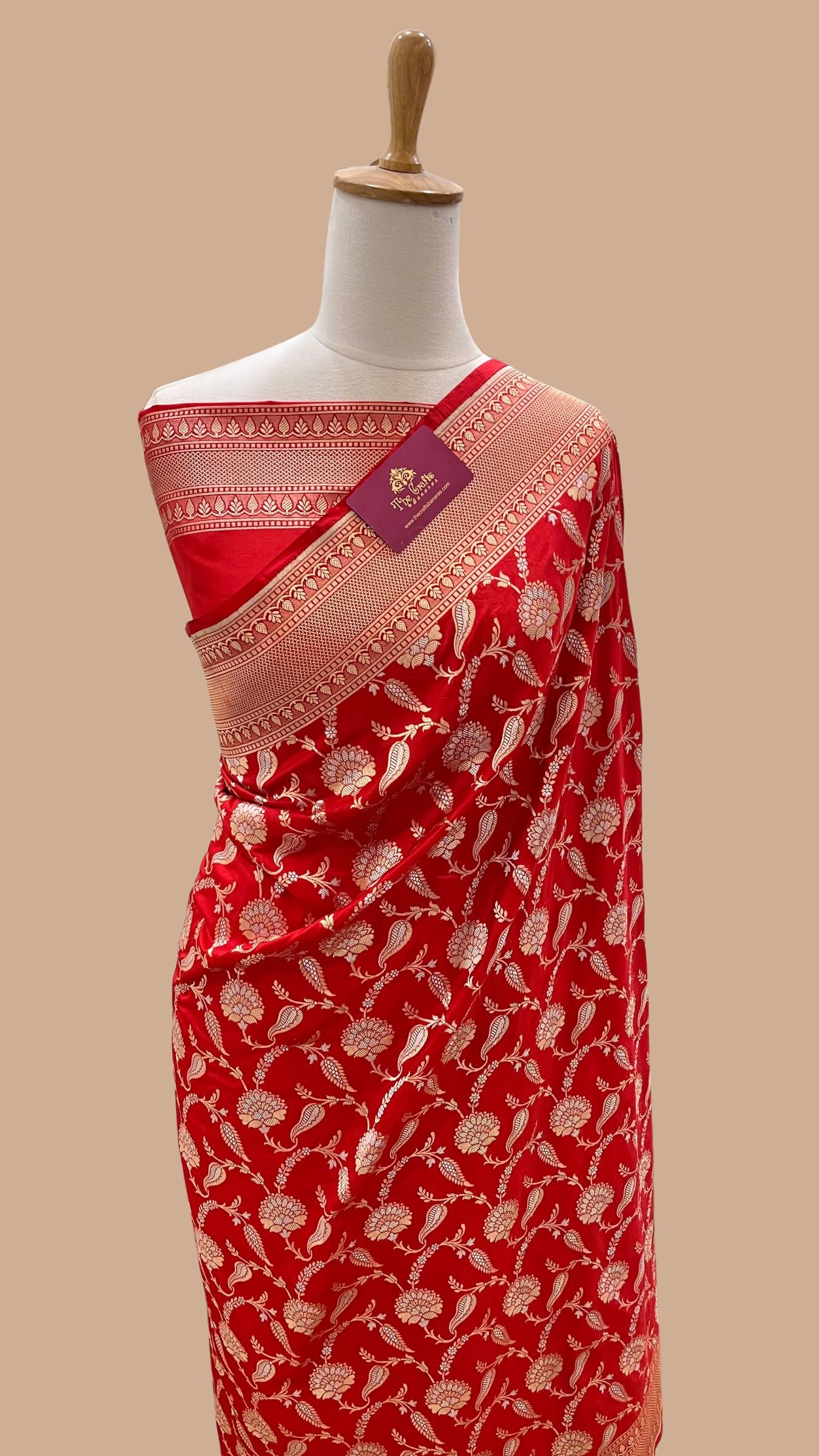 Pure Katan Silk Handloom Banarasi Saree - All Over Sona Rupa Jaal Work