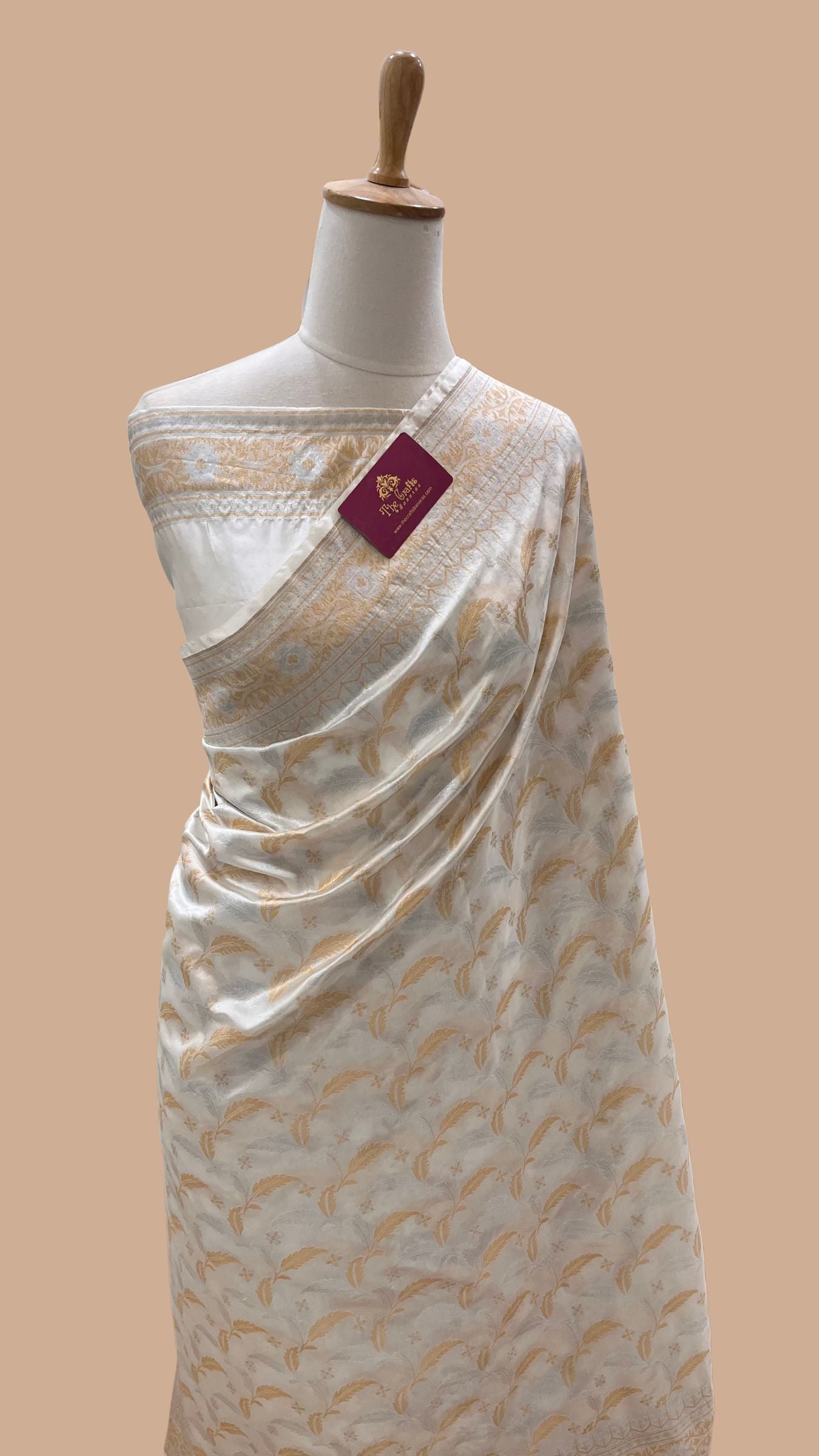Pure Organza Silk Handloom Banarasi Saree - All over Sona Roopa Jaal work