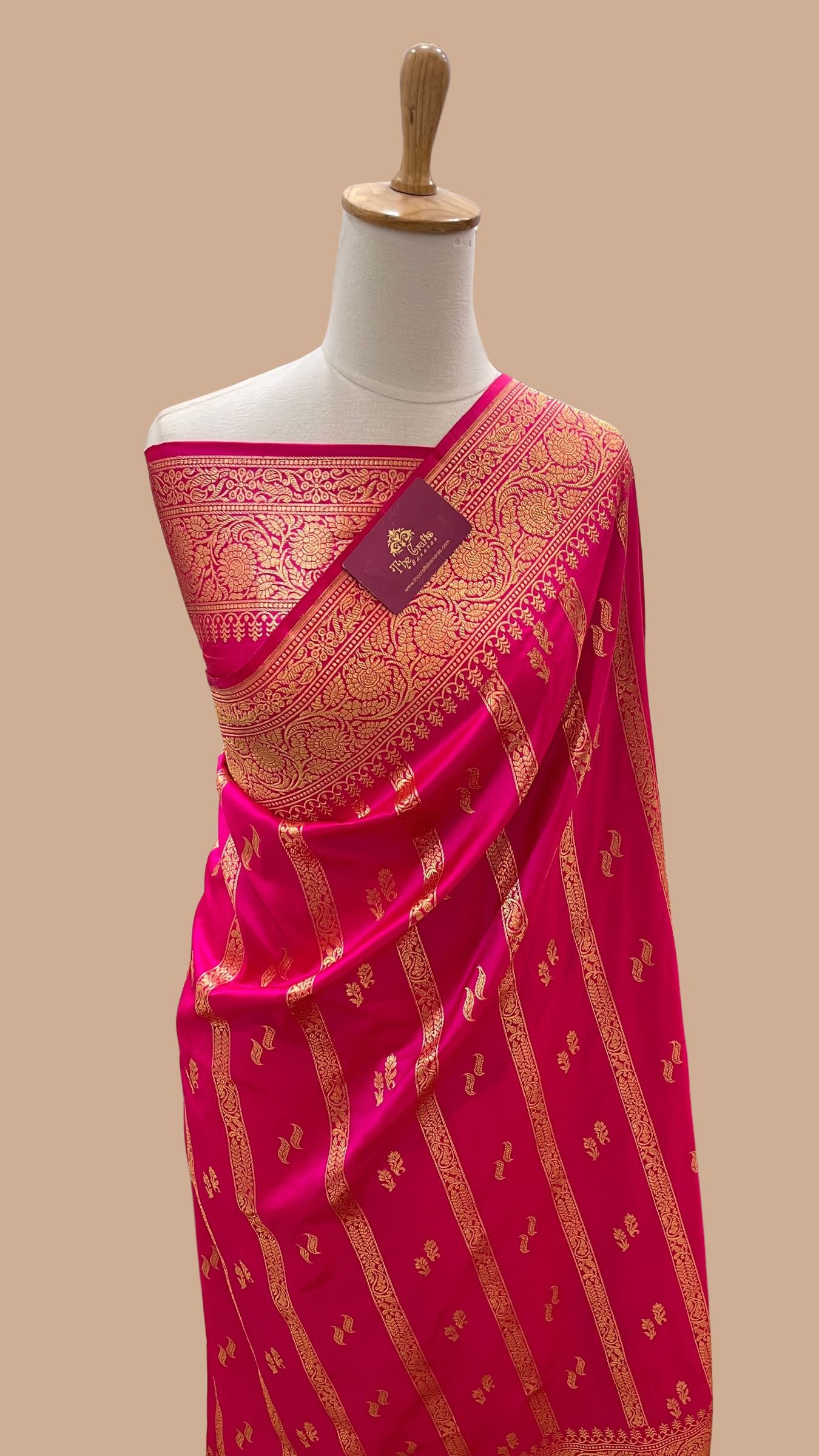Pure Katan Silk Handloom Banarasi Saree - with Kadhua Stripes
