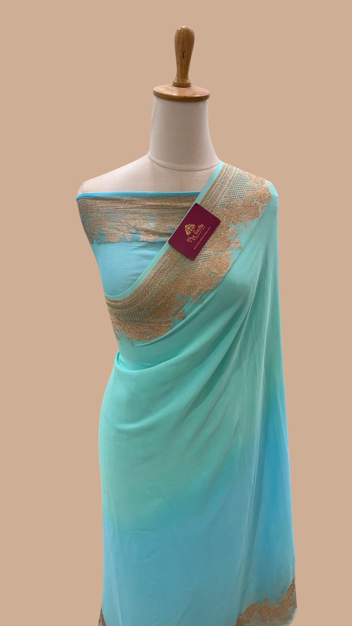 Khaddi Georgette Banarasi Saree - Antique Zari