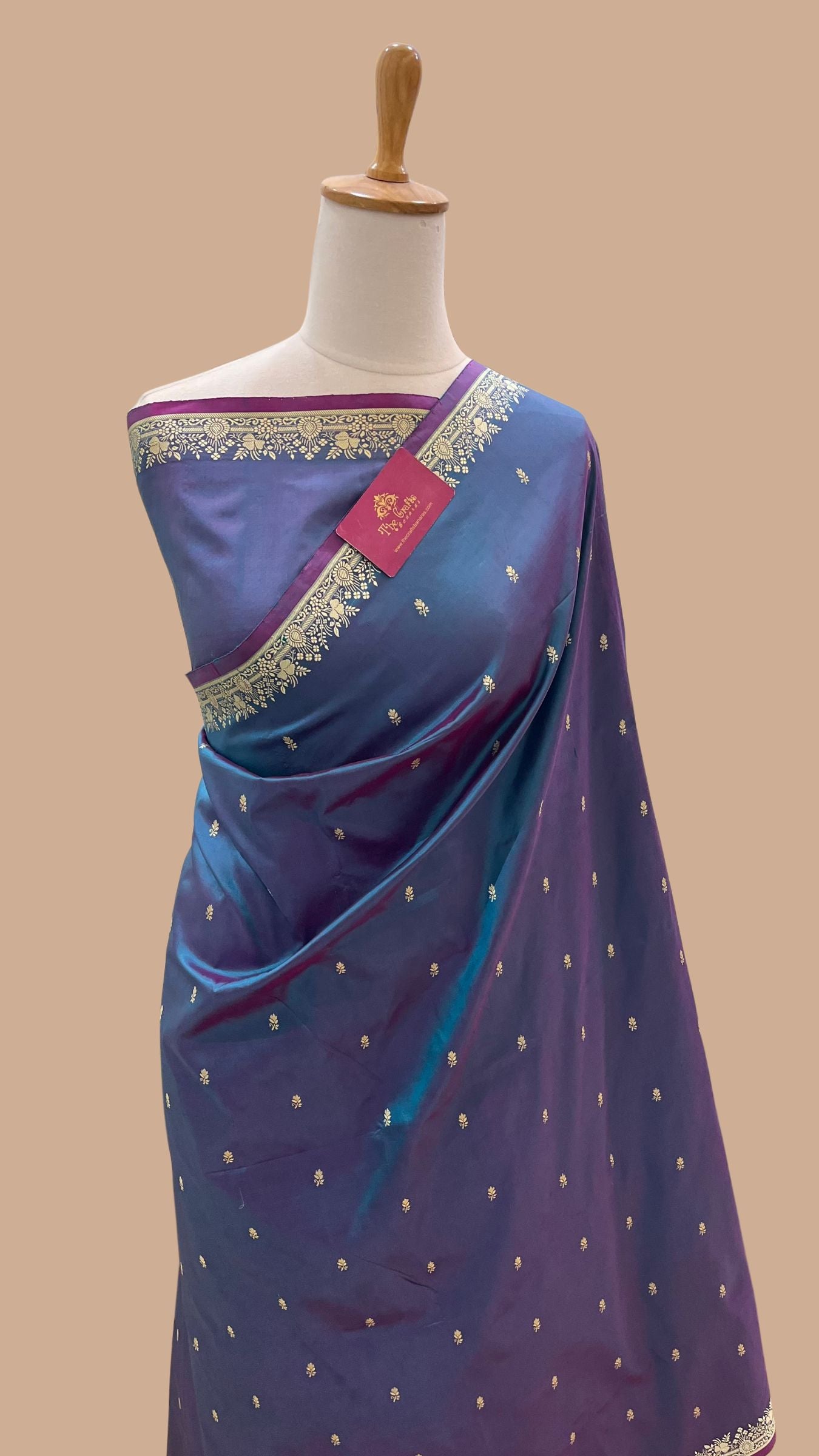Pure Katan Silk Handloom Banarasi Saree - Resham Chunri Buti