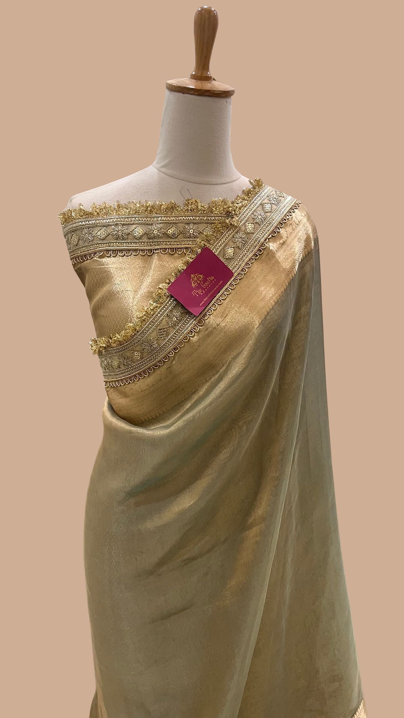 Pure Tissue Silk Handloom Banarasi Saree - with Lace Border