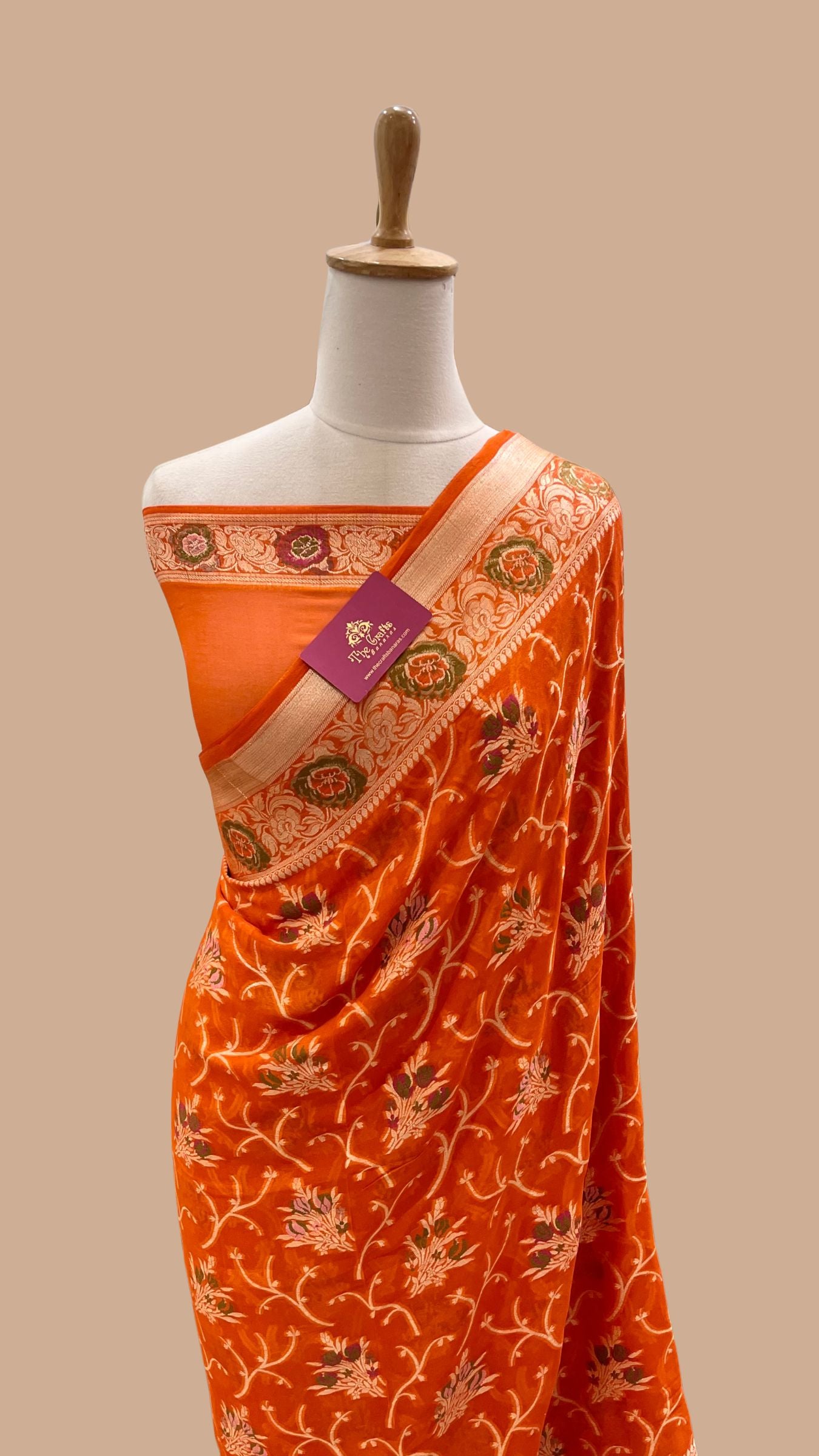 Pure Khaddi Chiffon Banarasi Saree
