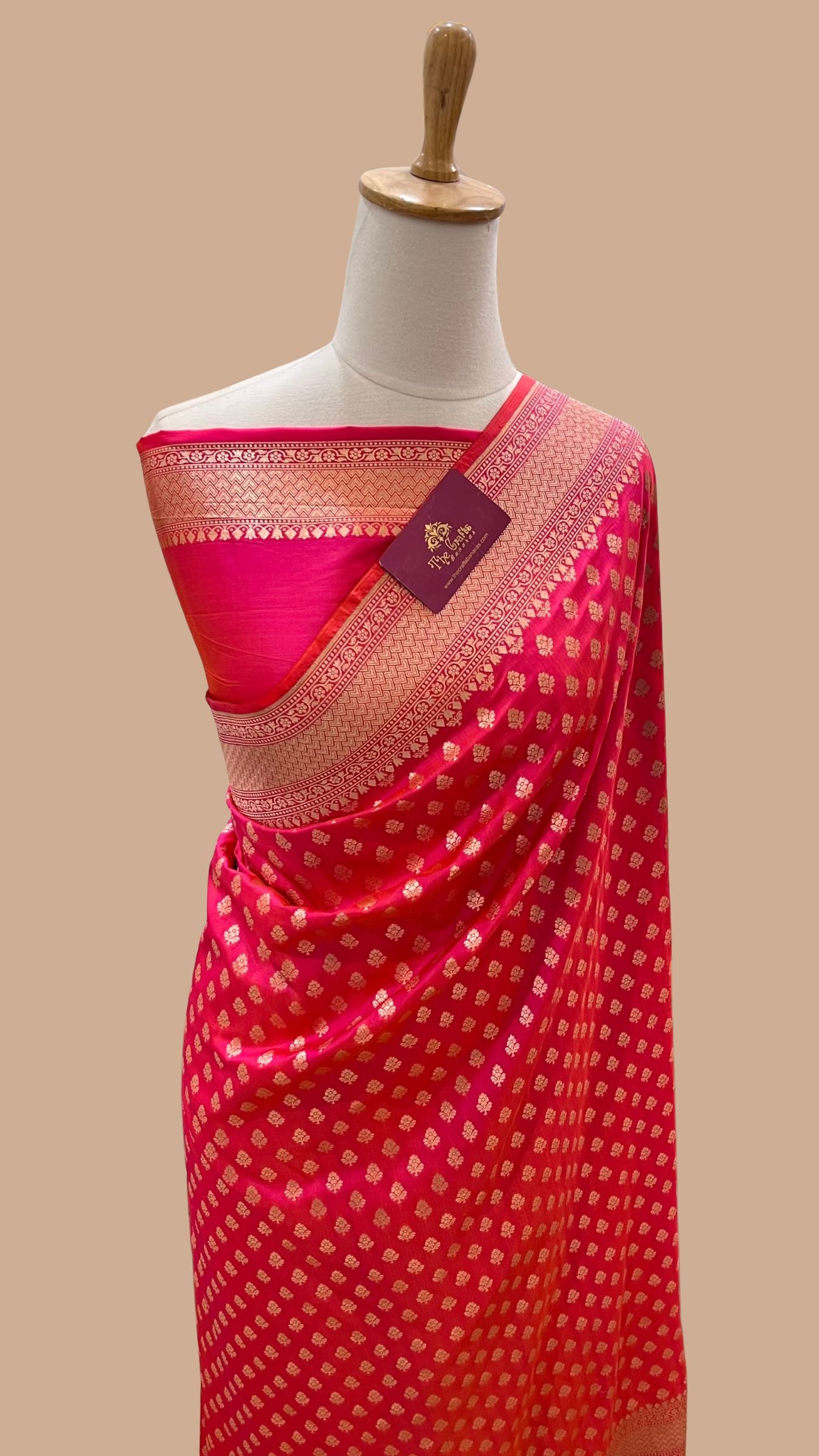 Pure Katan Silk Handloom Banarasi Saree - Jaal work