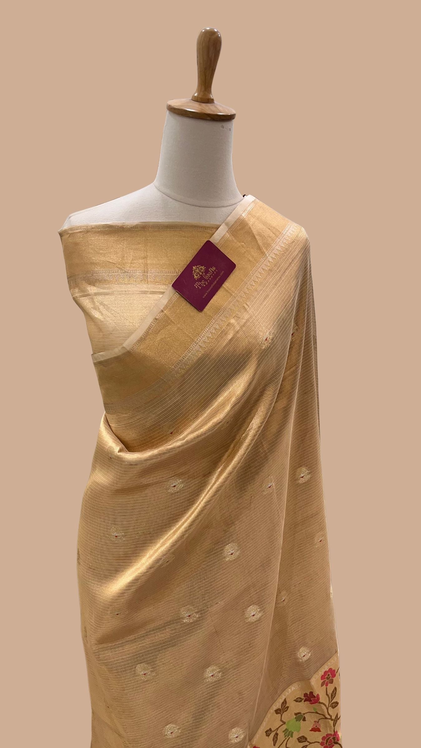 Pure Zari Kota Tissue Silk Handloom  Banarasi Saree - Meenakari
