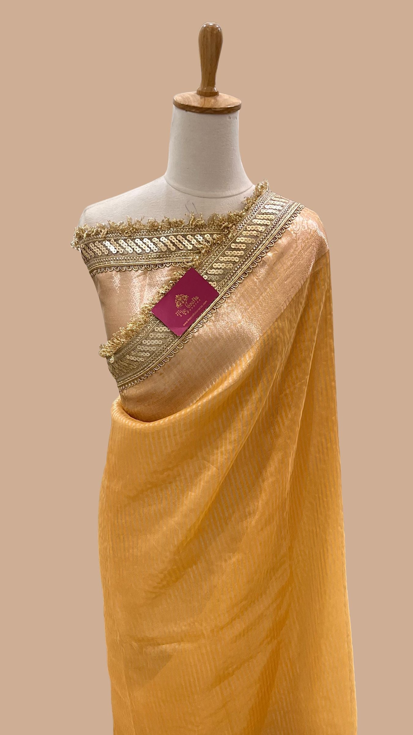Pure Tissue Silk Handloom Banarasi Saree - with Lace Border