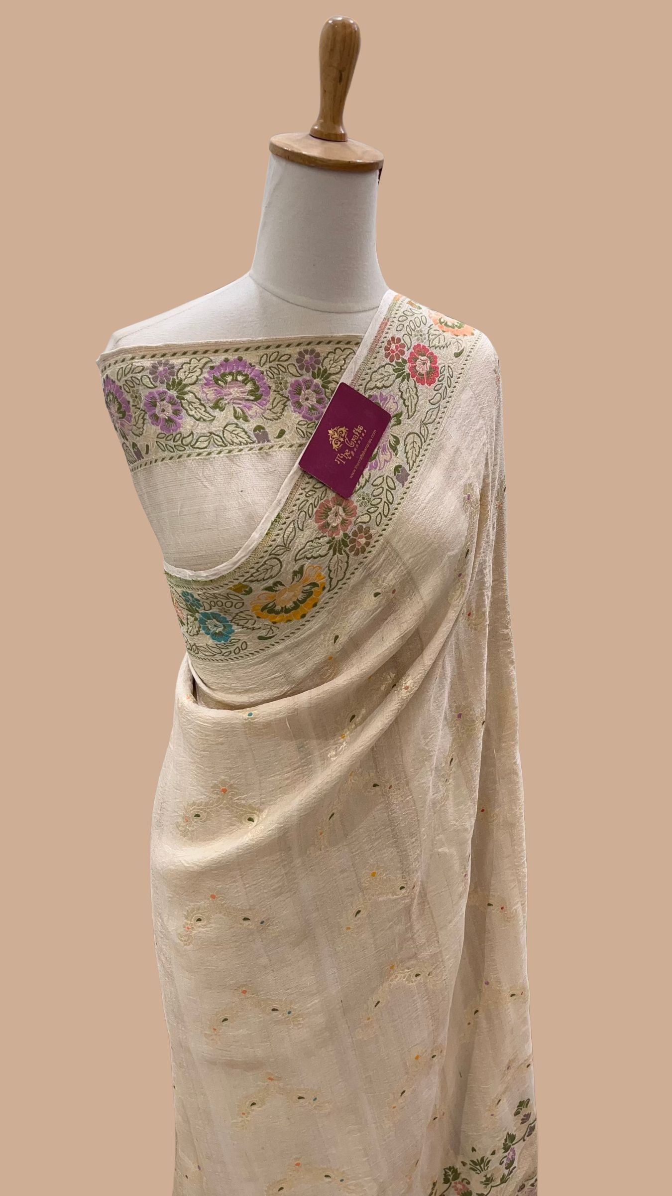 Tussar Georgette Handloom Banarasi Saree - Meenakari