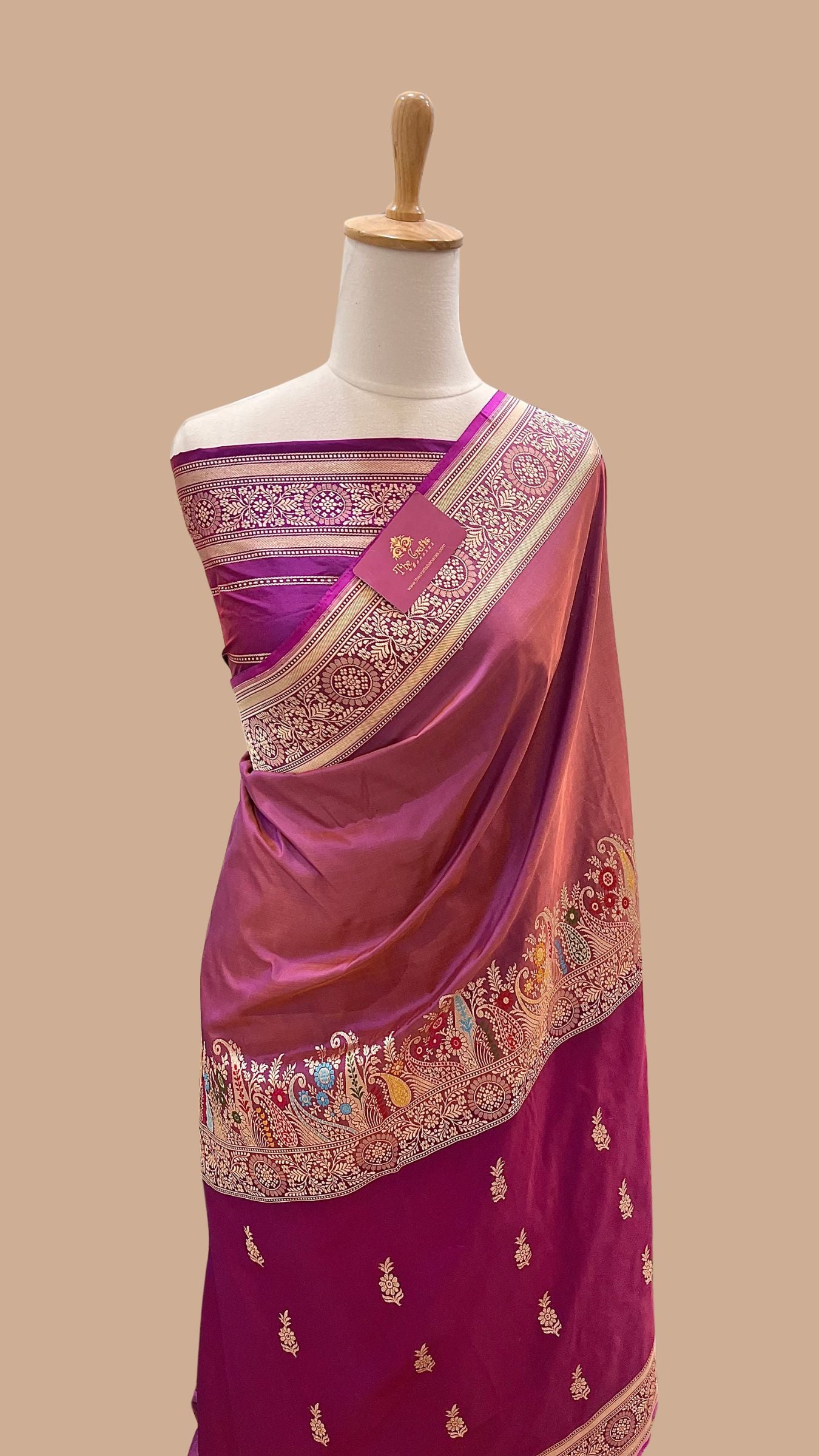 Pure Katan Silk Handloom Banarasi Saree - with Kadhua Meenakari Work