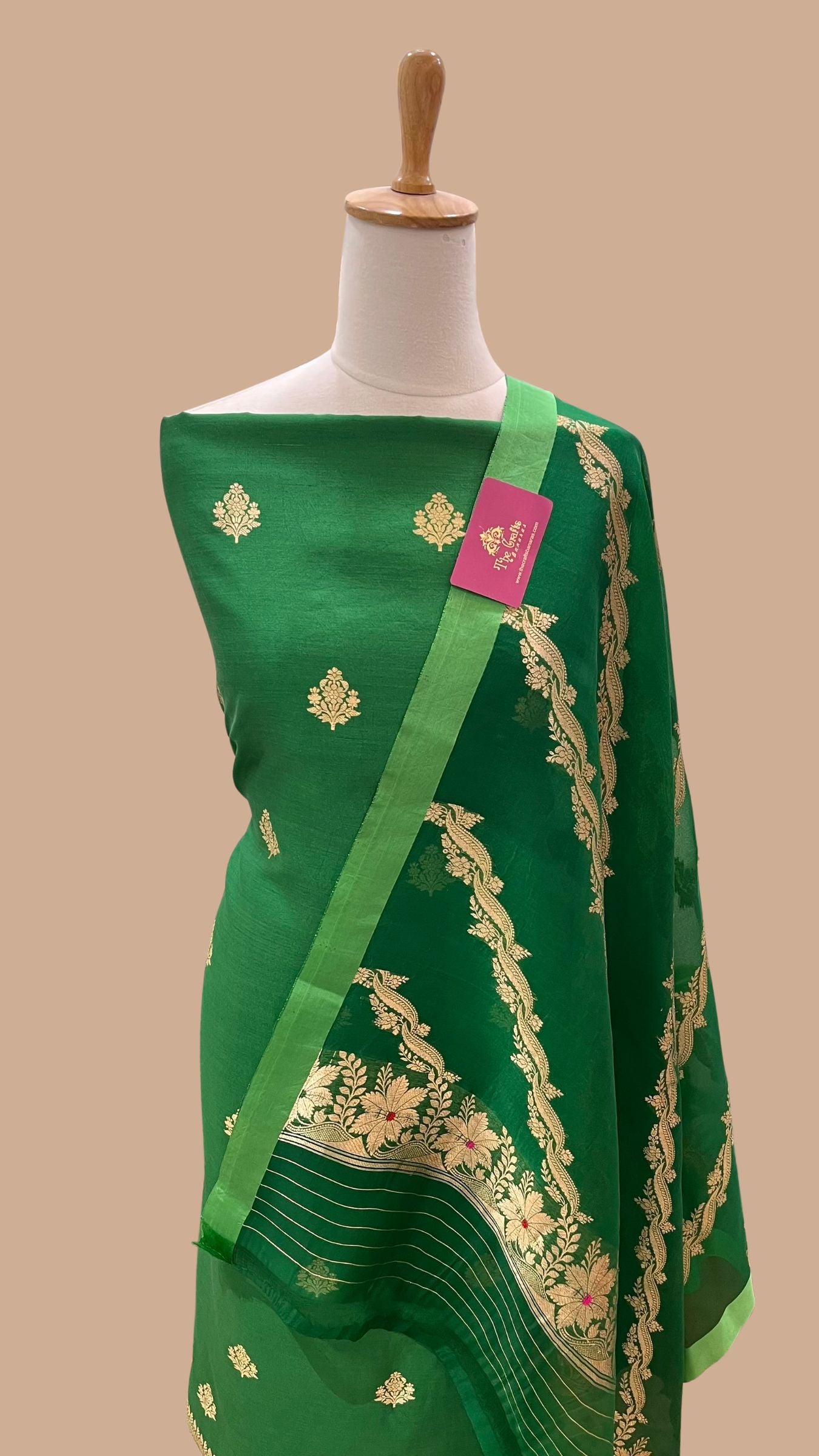 Pure Chiniya Silk Handloom Banarasi Dress Material - Meenakari