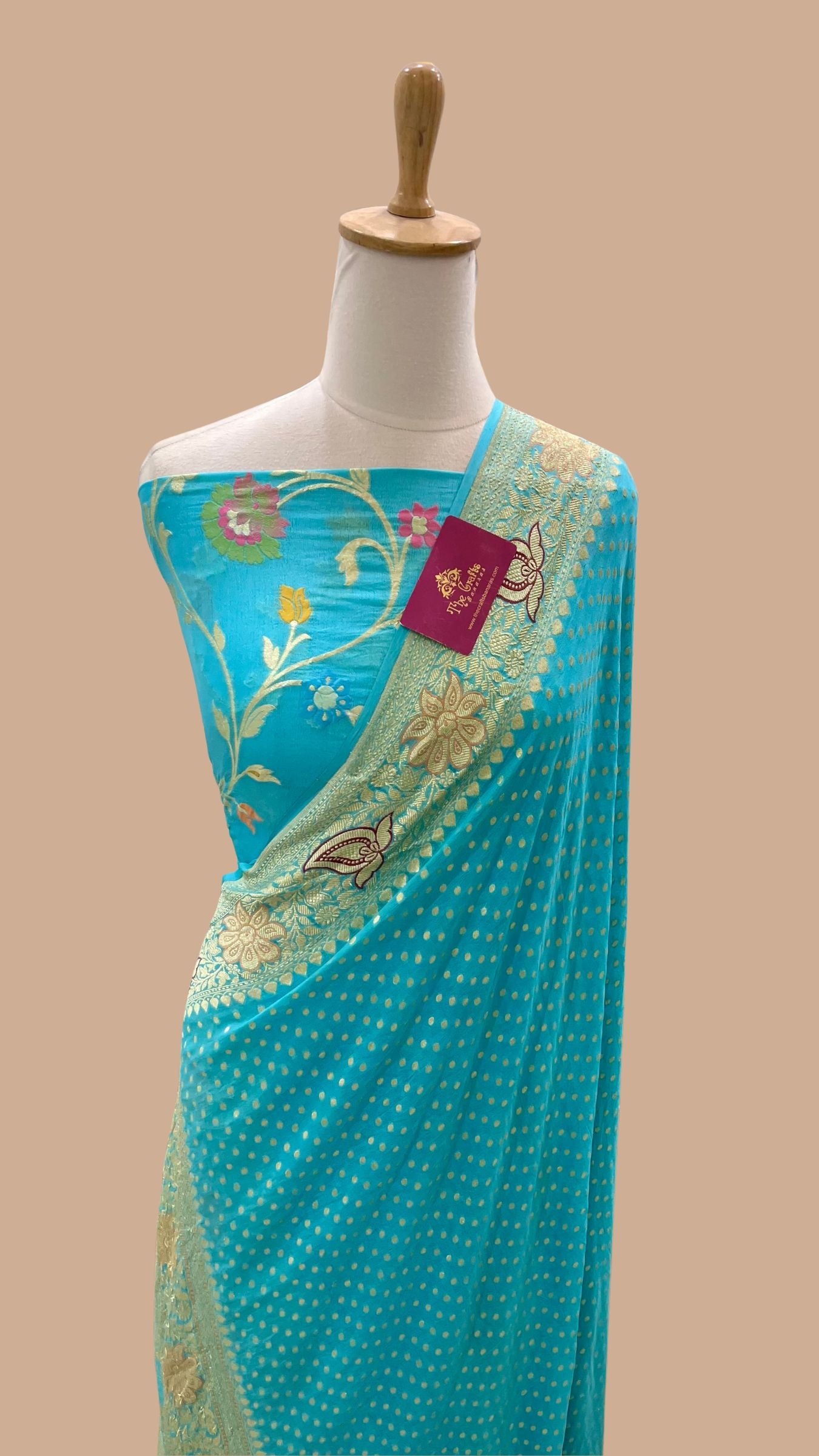 Banarasi Khaddi Georgette Dress Material - Jaal with Meenakari