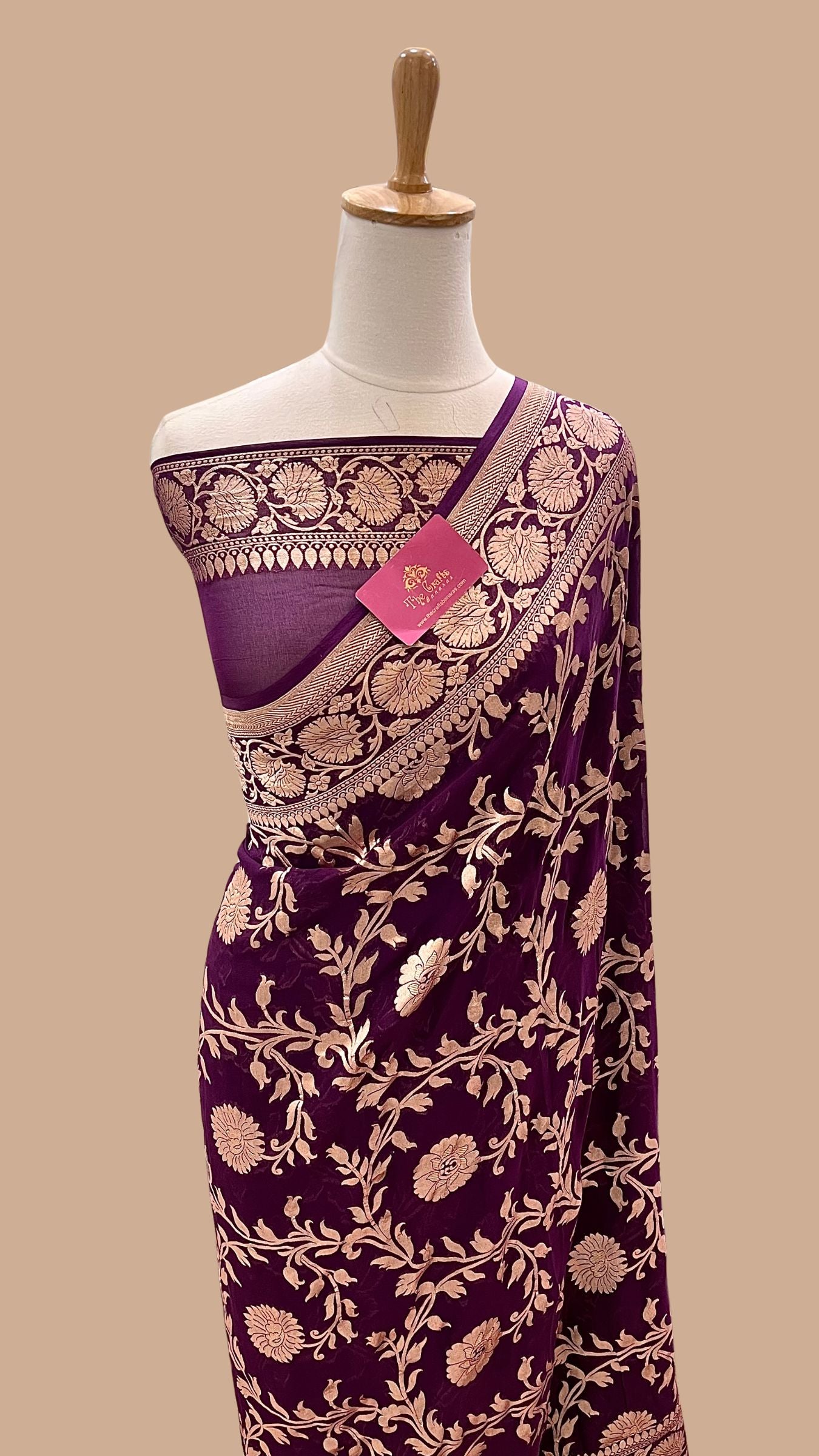 Khaddi Georgette Handloom Banarasi Saree - Water Zari