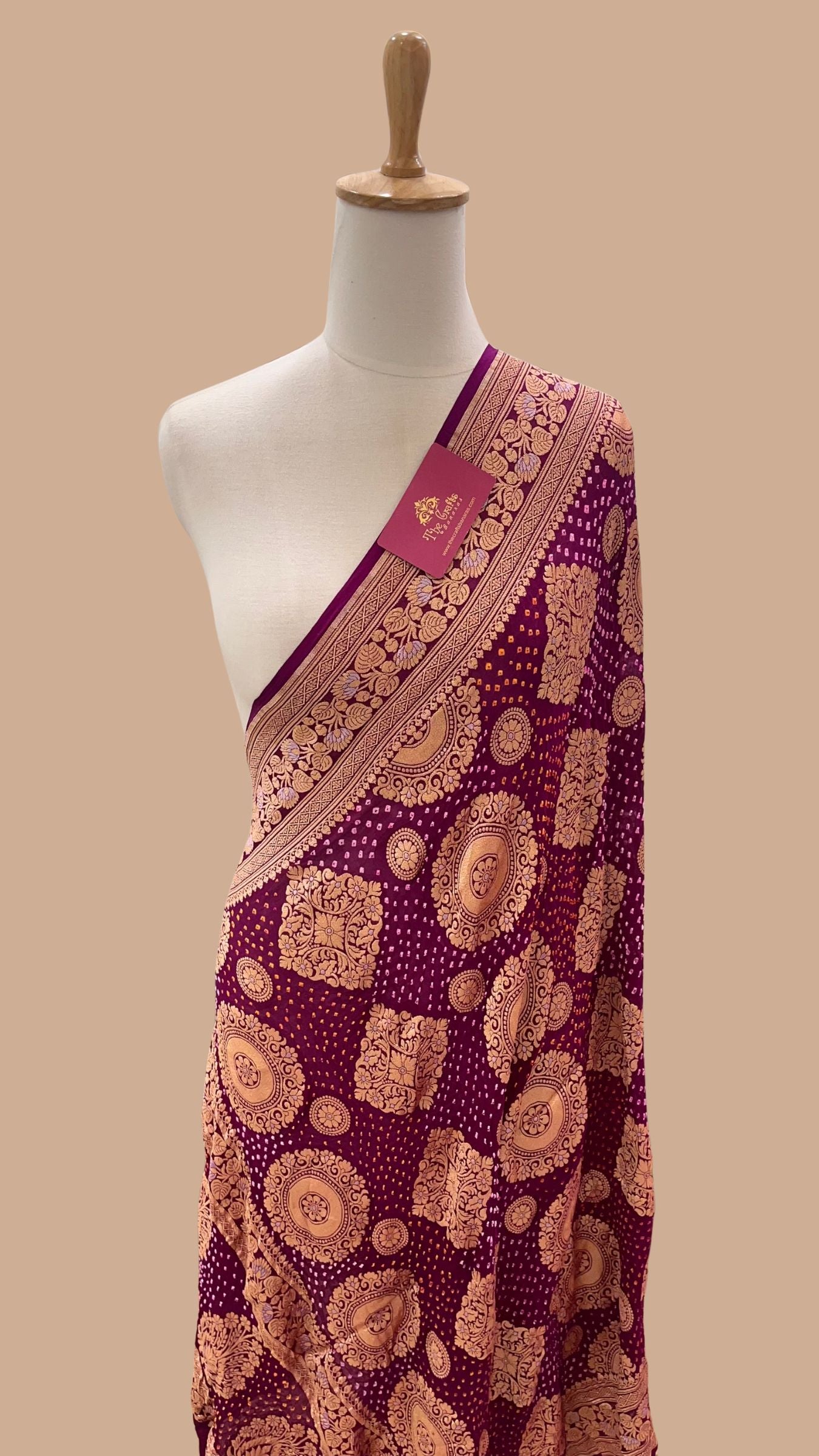 Khaddi Georgette Banarasi Handloom Bandhej Dupatta