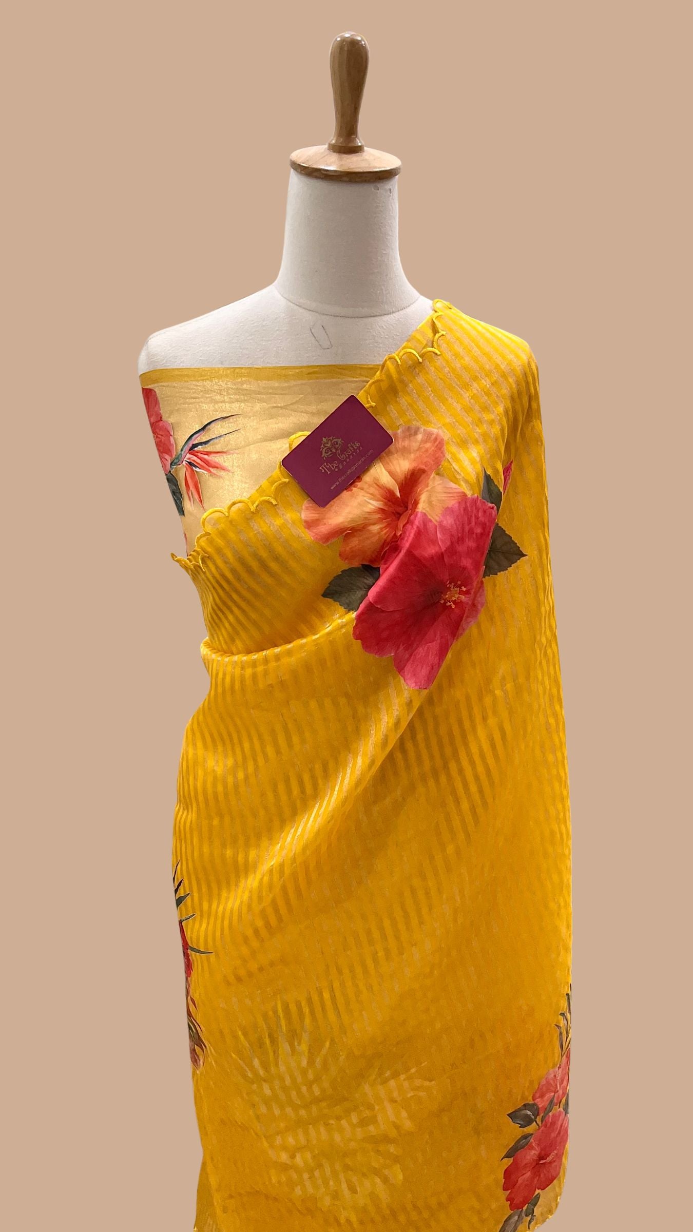 Pure Kora  Tissue Silk Banarasi Saree - with Digital Print