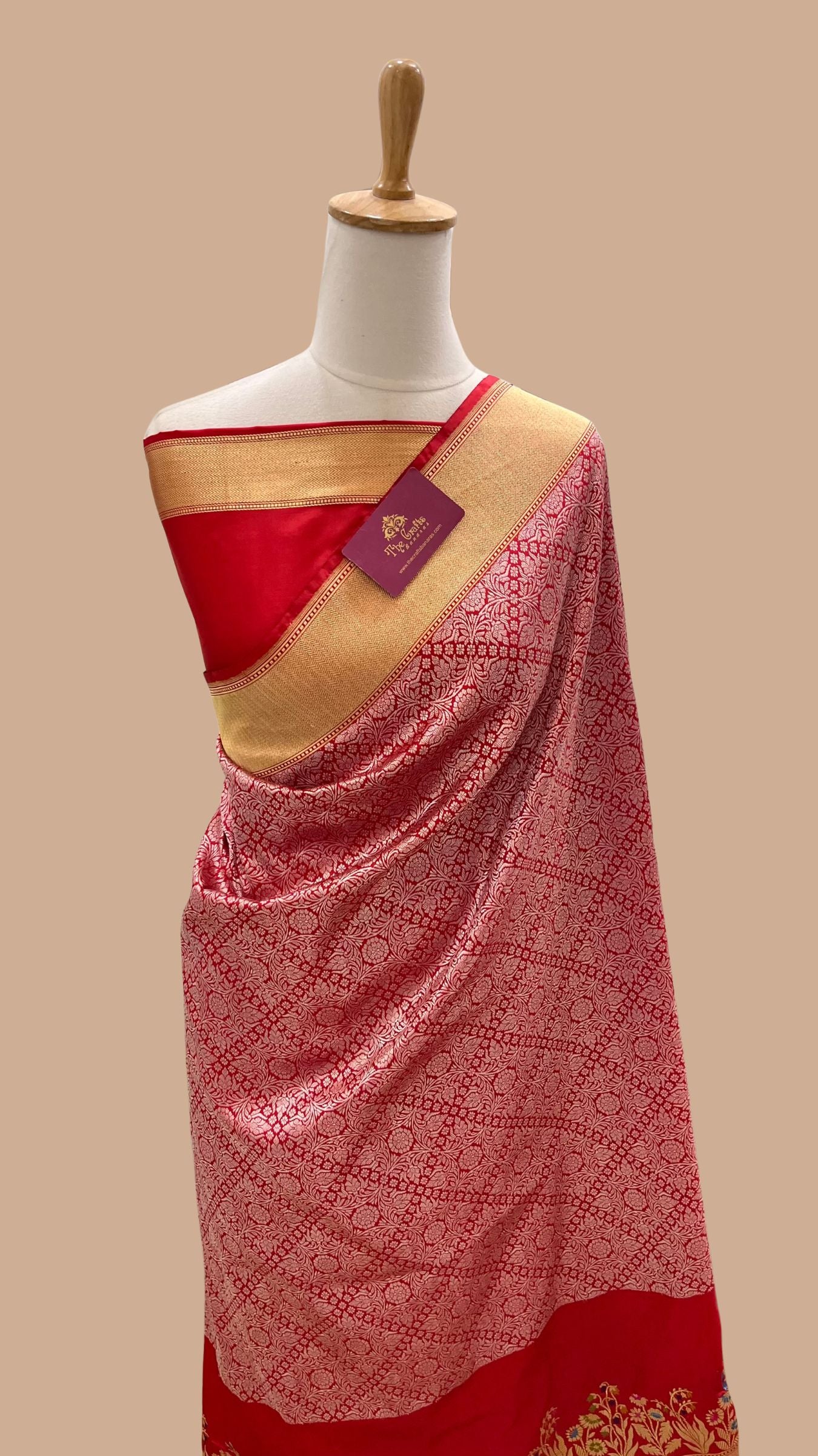 Pure Katan Silk Handloom Banarasi Saree - Kadhua Tanchui Brocade Meena