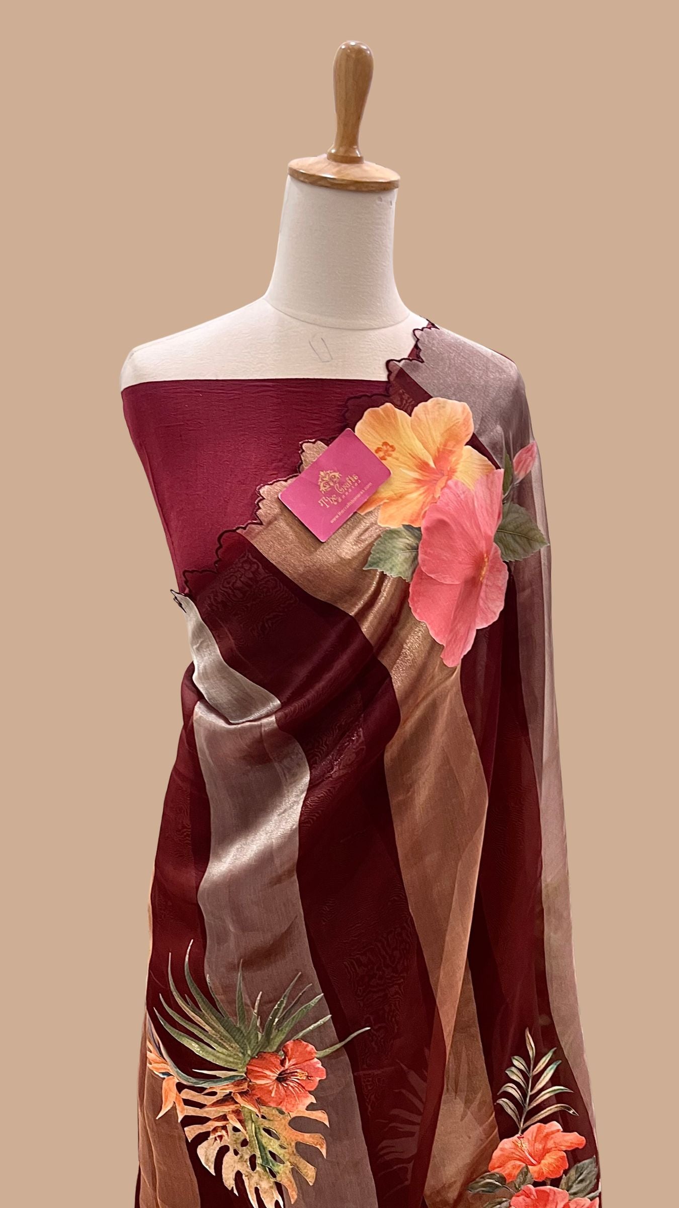 Pure Kora  Tissue Silk Banarasi Saree - with Digital Print