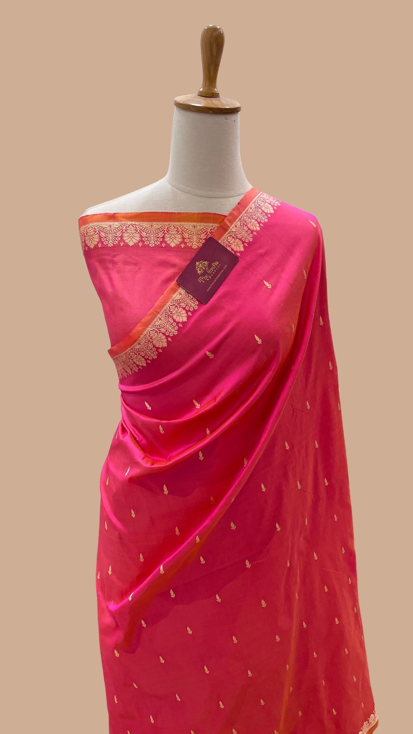 Pure Katan Silk Handloom Banarasi Saree - Resham Chunri Buti