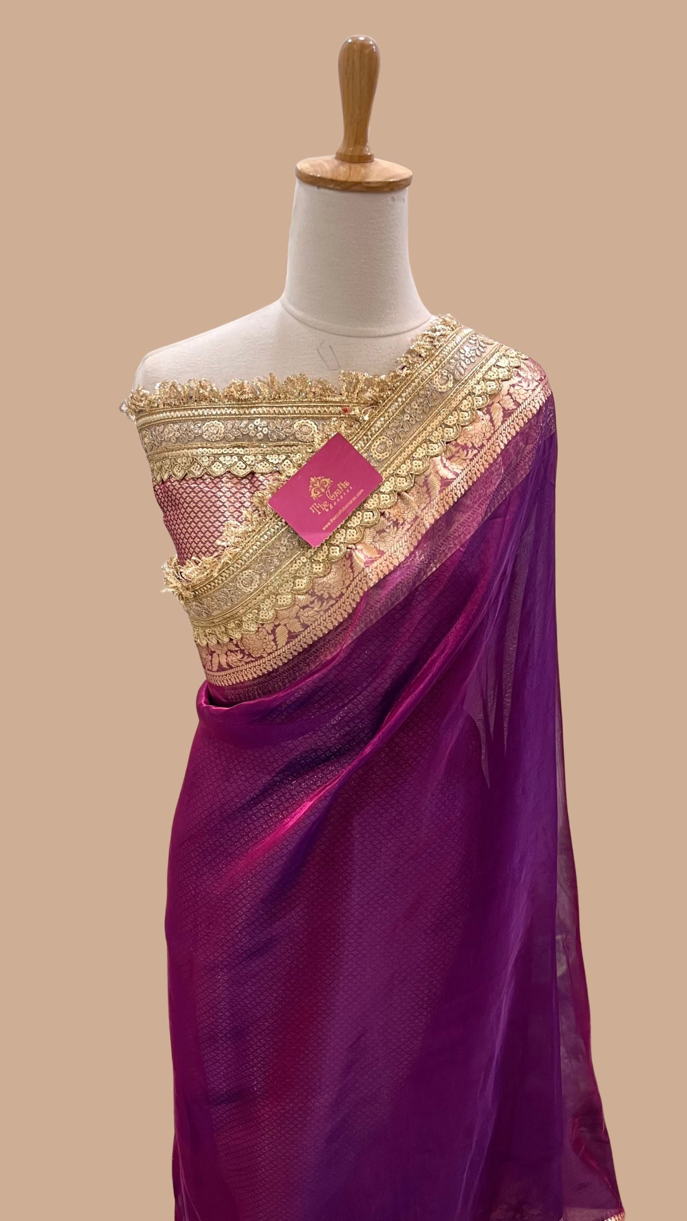 Pure Tissue Silk Handloom Banarasi Saree - with Lace Border