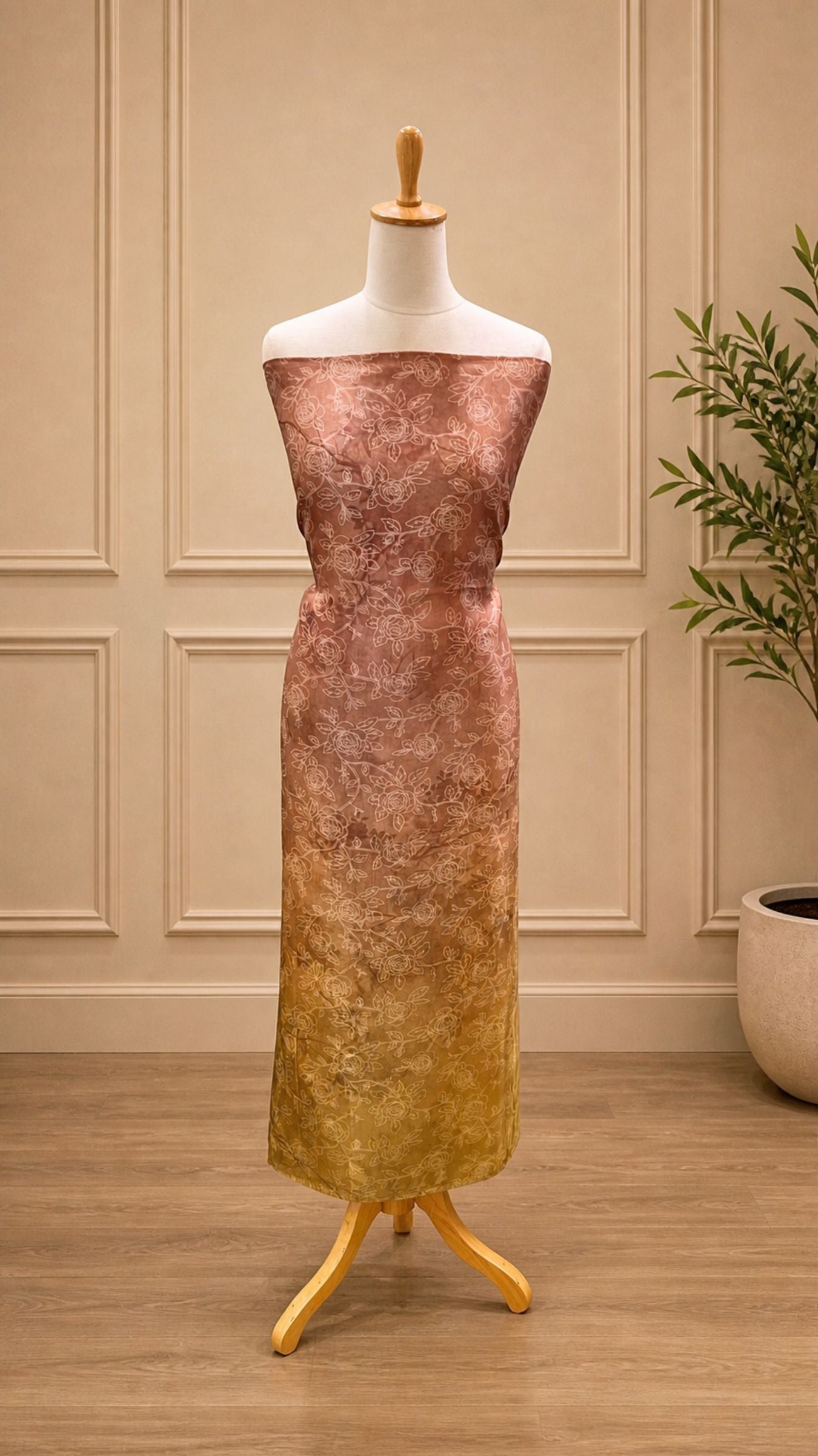 Pure Mango Silk Banarasi Dress Material - Digital Print All over