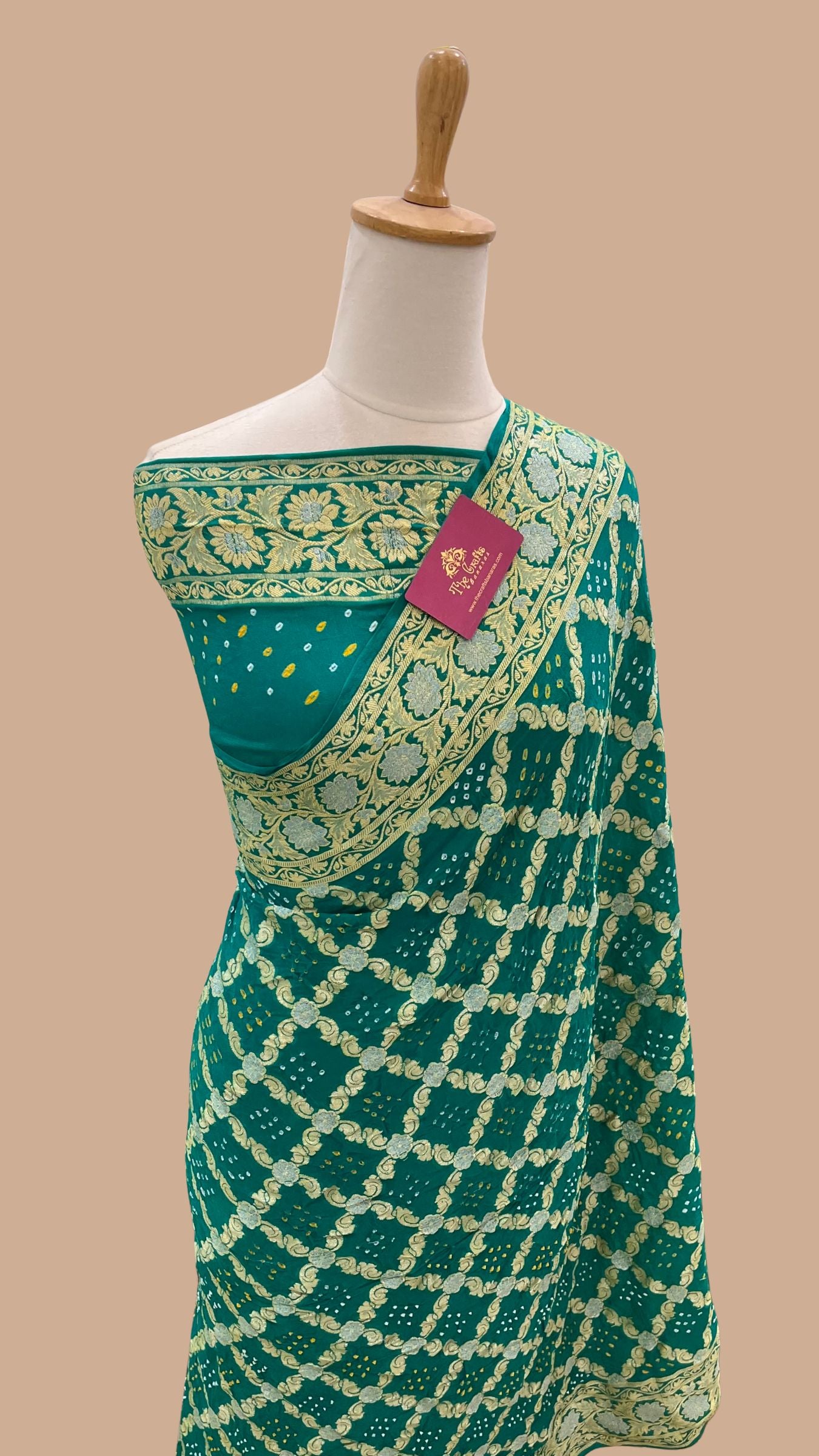 Pure Chiffon Banarasi Handloom Bandhej Saree