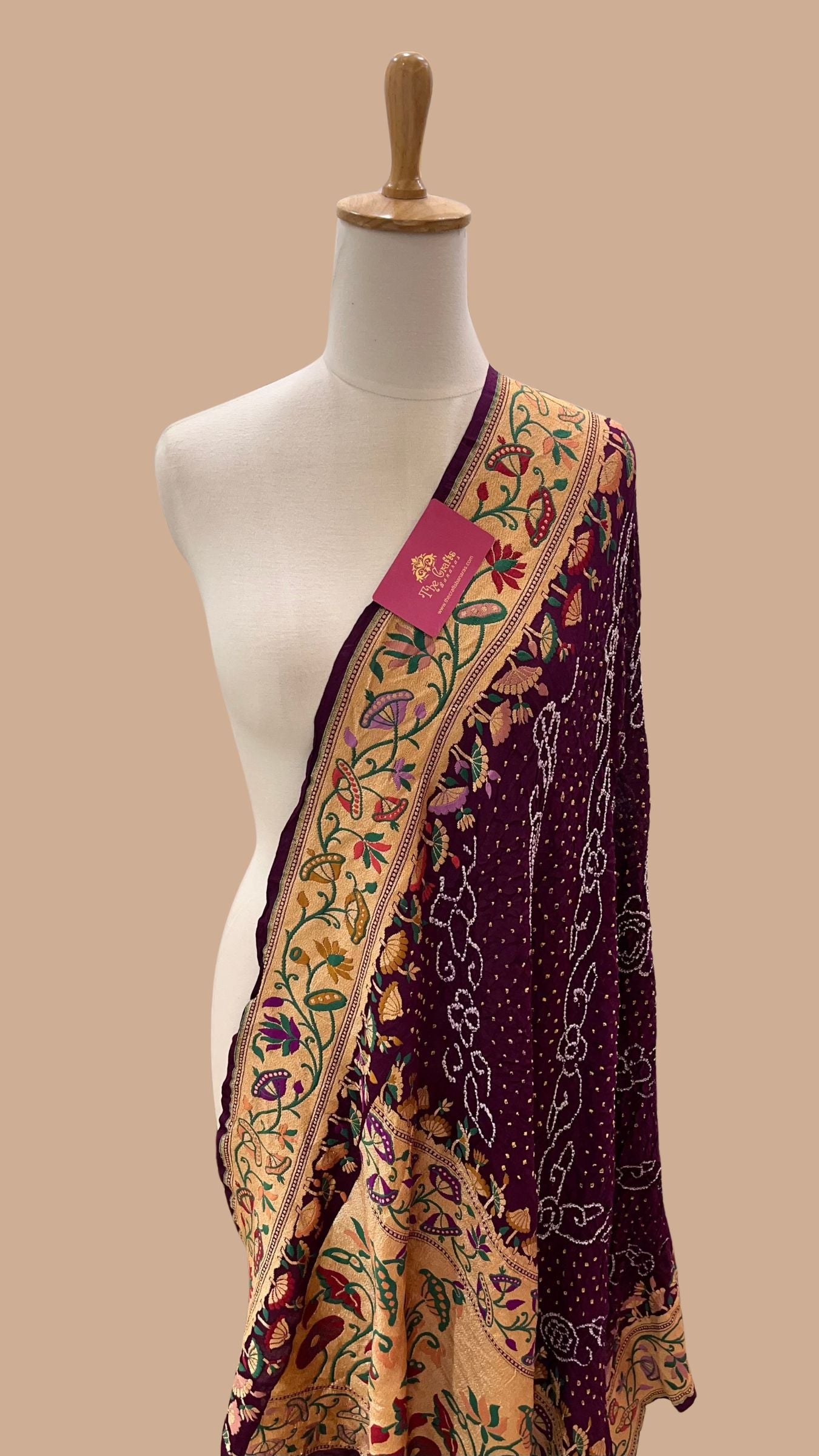 Khaddi Georgette Banarasi Handloom Bandhej Dupatta