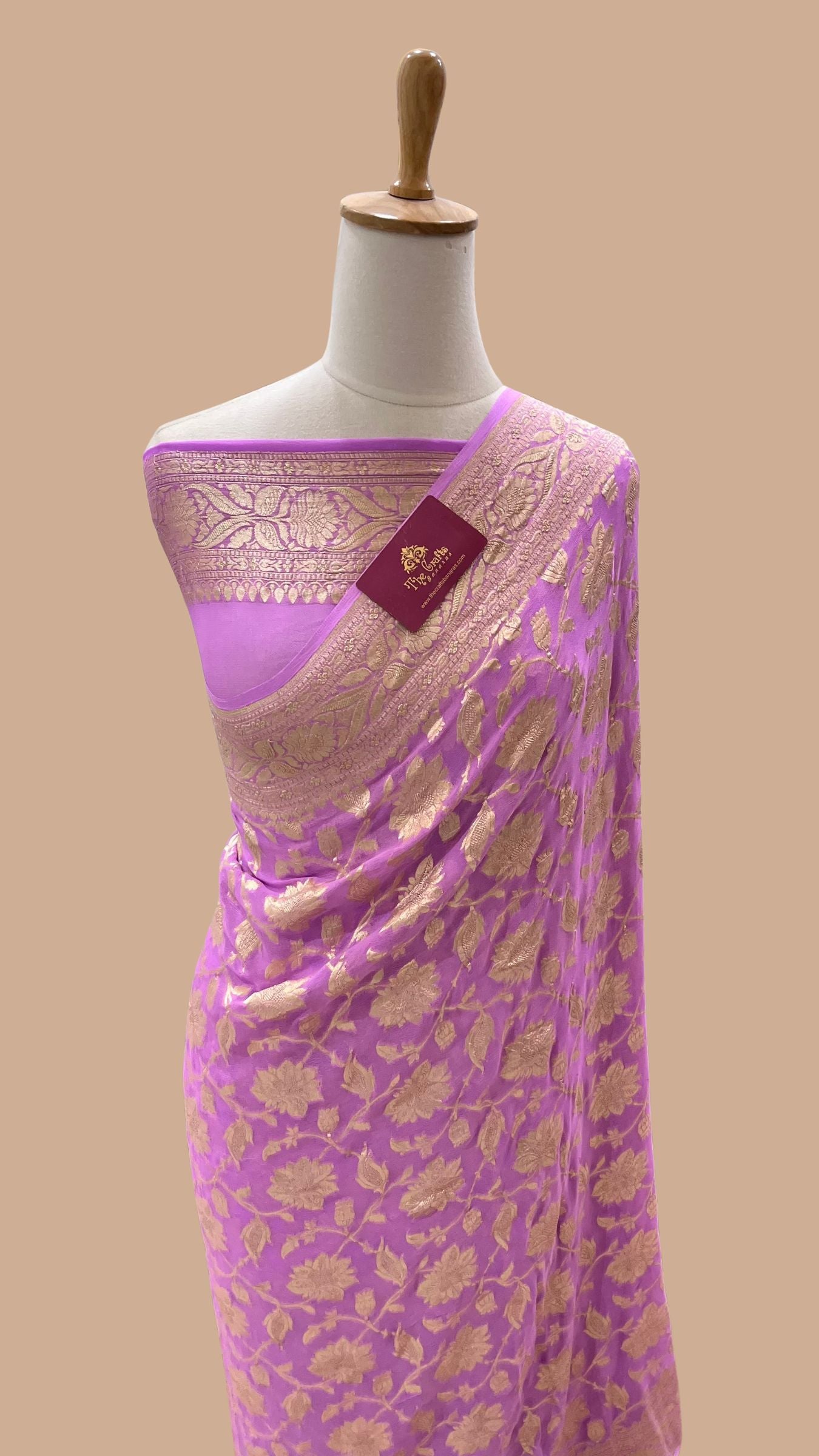 Khaddi Georgette Handloom Banarasi Saree - Water Zari