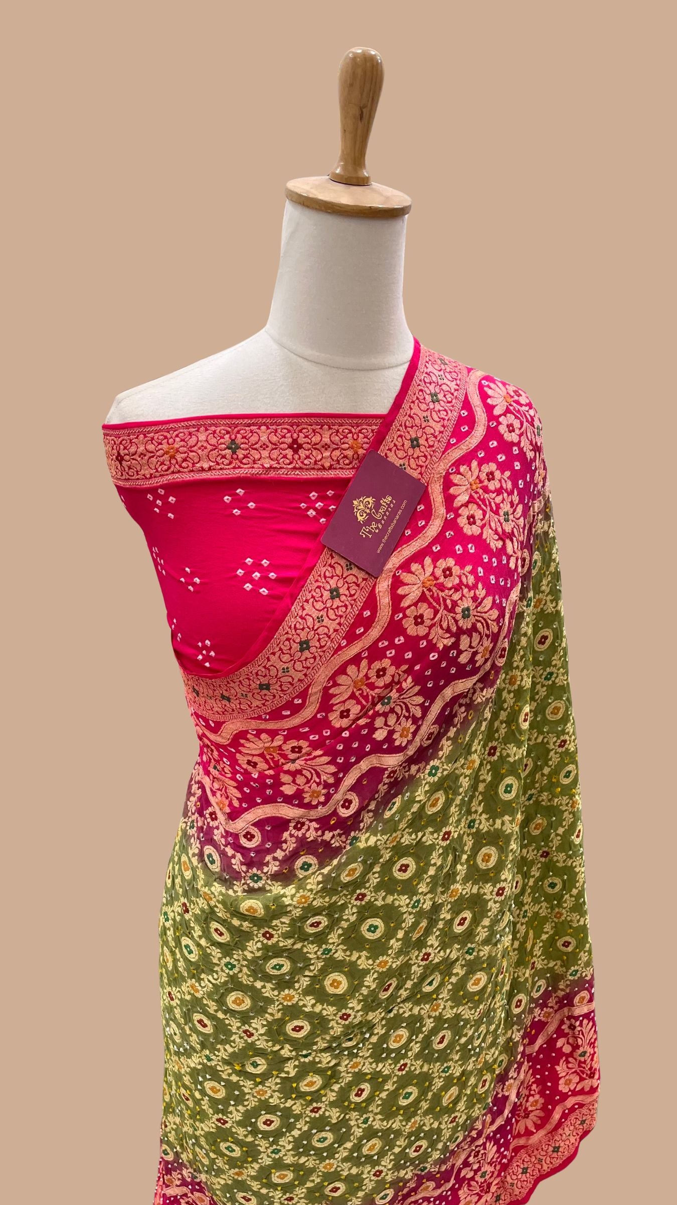 Pure Chiffon Banarasi Handloom Bandhej Saree
