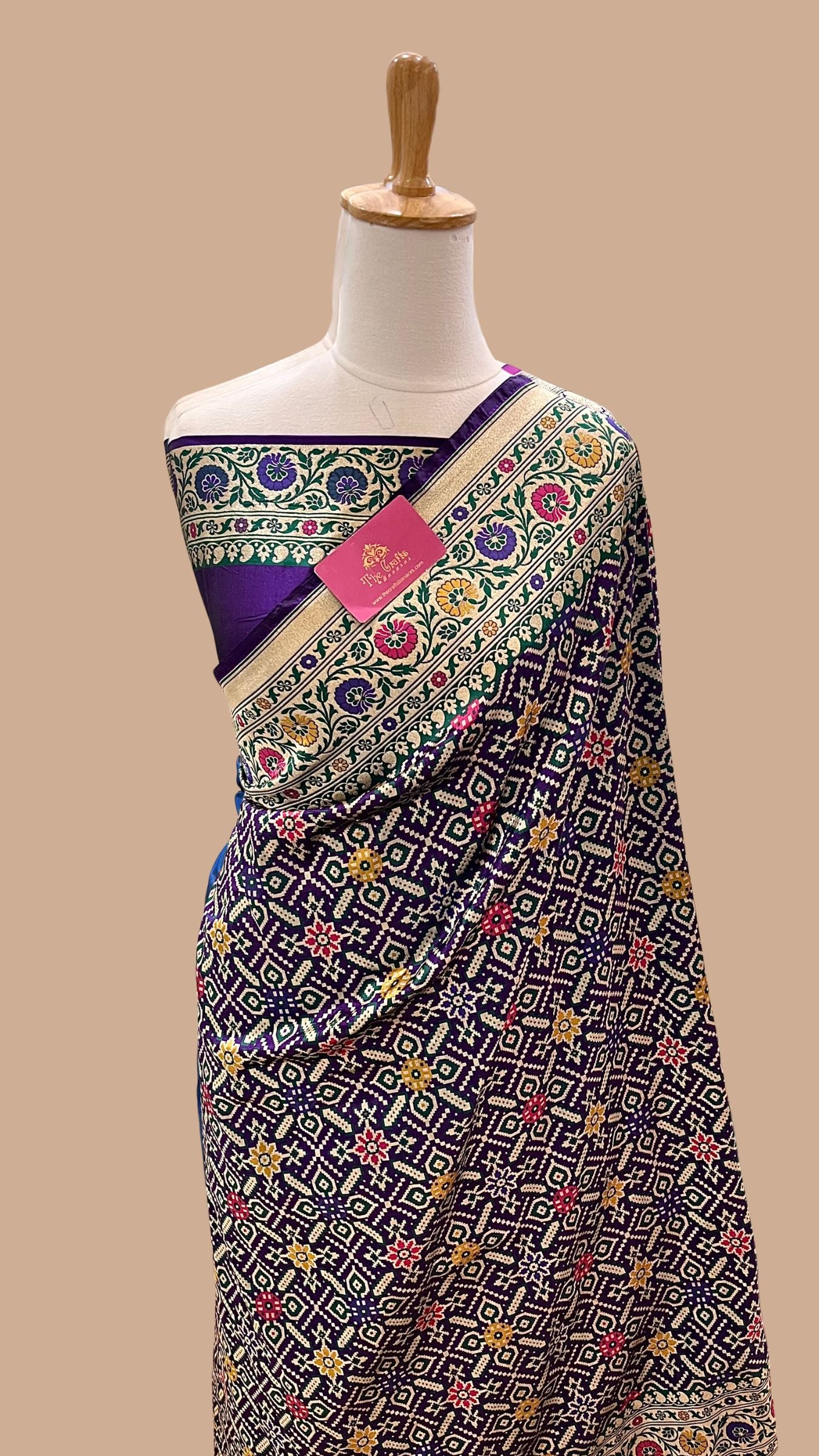 Pure Katan Silk Handloom Banarasi Saree - Patola Meenakari Jaal Work