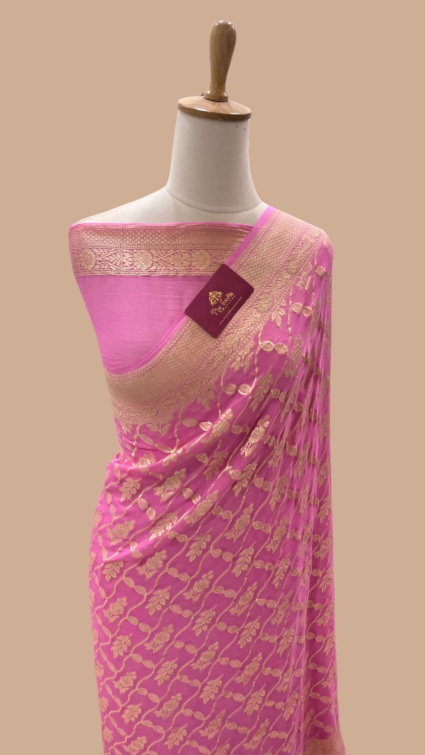 Khaddi Georgette Handloom Banarasi Saree - Water Zari