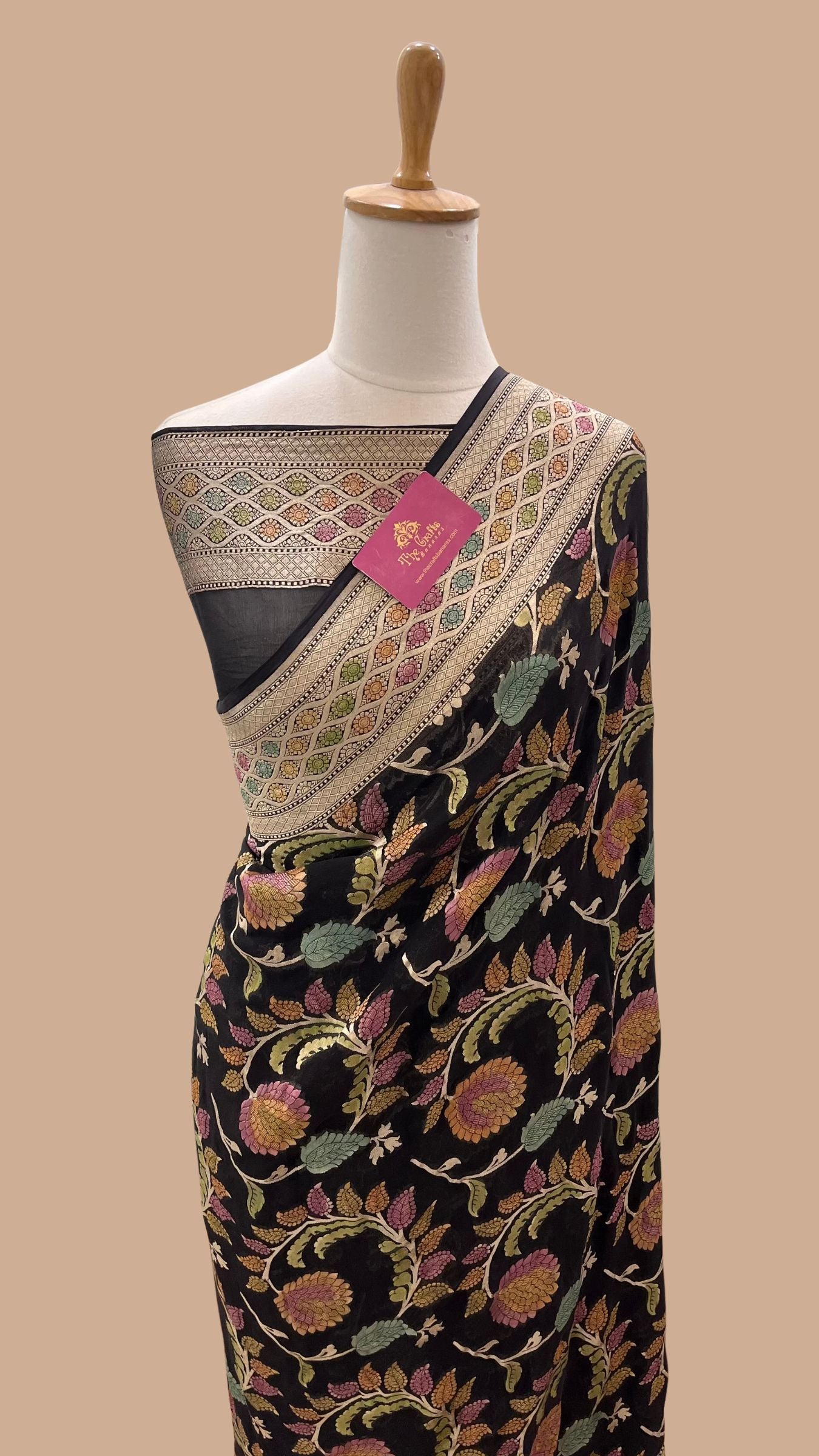 Khaddi Georgette Handloom Banarasi Saree - Water Zari