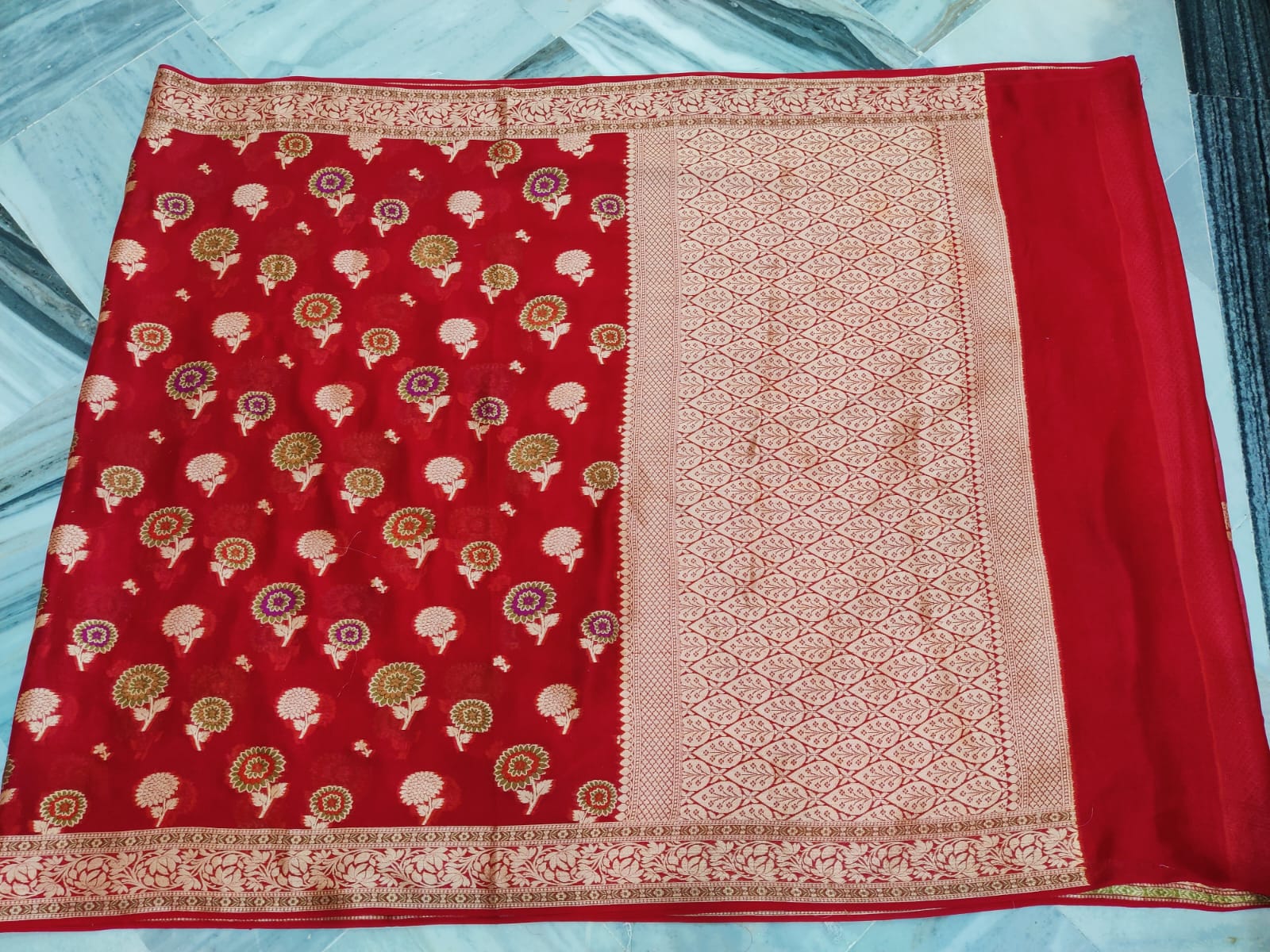 Pure Khaddi Chiffon Banarasi Saree