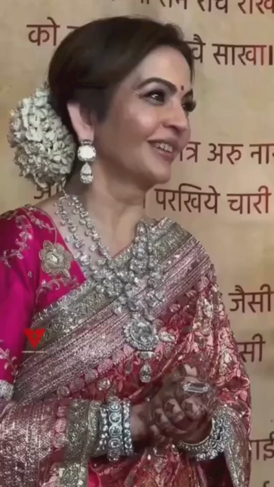 Nita Ambani in Pure katan Silk Handloom Banarasi Saree - Tanchui Brocade Meena with Zardozi Stone Work