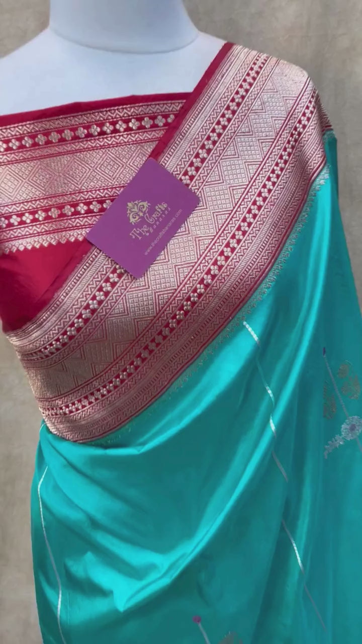 Pure Katan Silk Handloom Banarasi Saree - with kadhua meenakari motifs