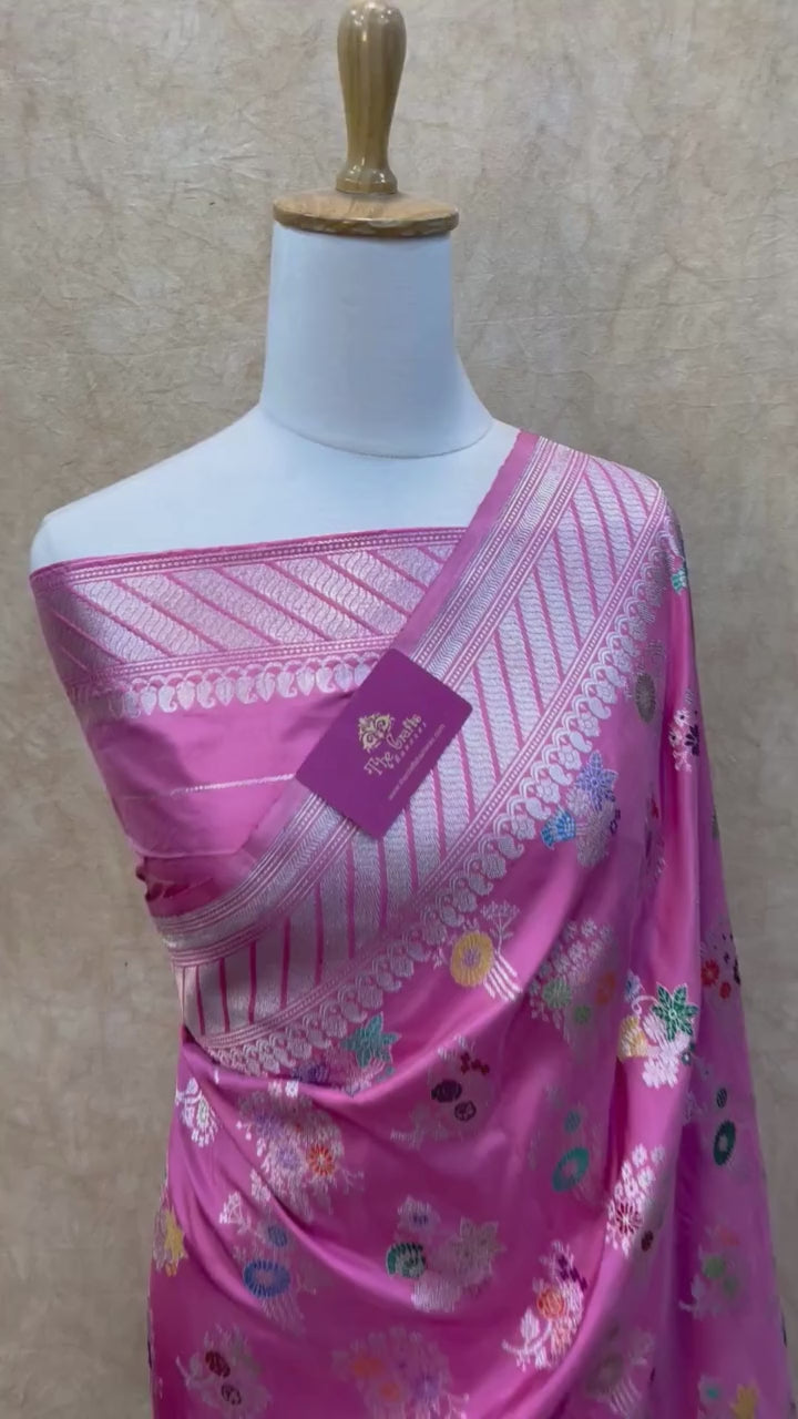 Pure Katan Silk Handloom Banarasi Saree - All Over Kadiyal Jaal Work