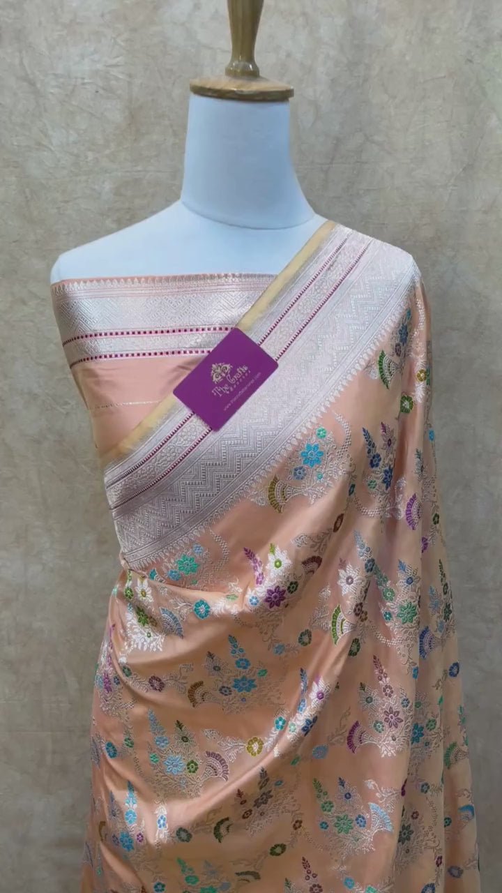 Pure Katan Silk Handloom Banarasi Saree - All Over Kadiyal Jaal Work