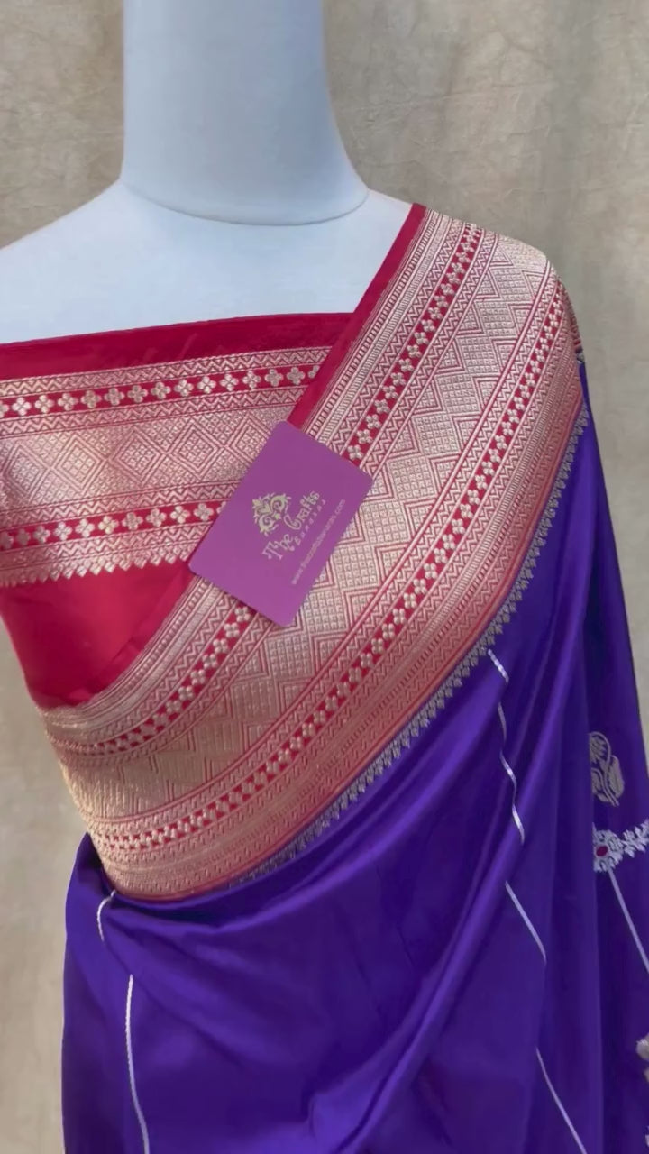 Pure Katan Silk Handloom Banarasi Saree - with kadhua meenakari motifs
