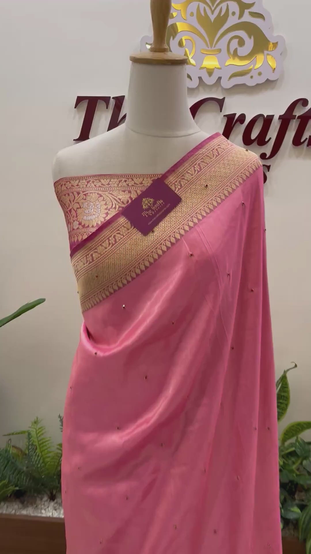 Pure Tissue Silk Handloom Banarasi Saree - Katan Sona Rupa Border with Zardozi Meena Cut Dana work