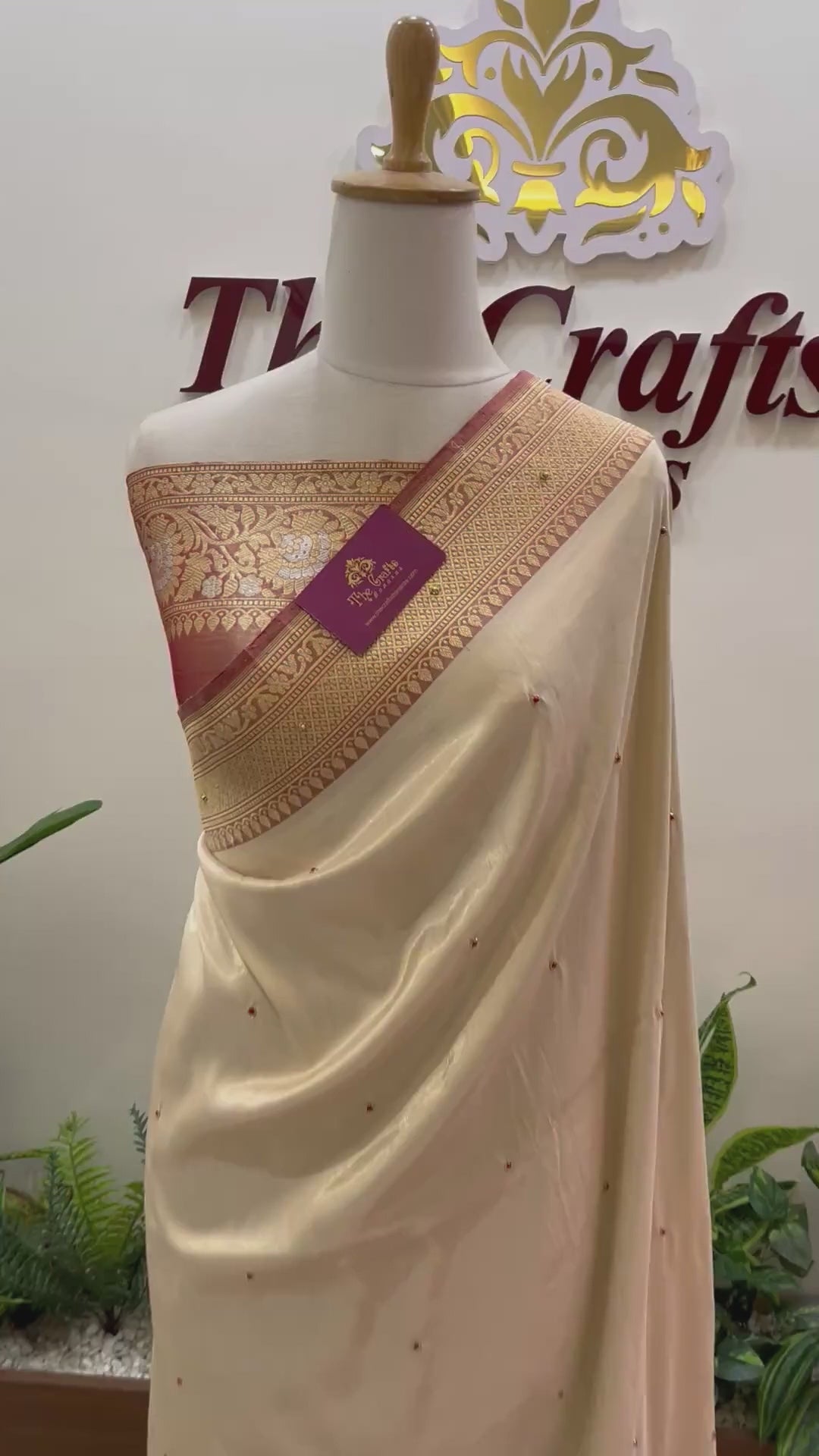 Pure Tissue Silk Handloom Banarasi Saree - Katan Sona Rupa Border with Zardozi Meena Cut Dana work