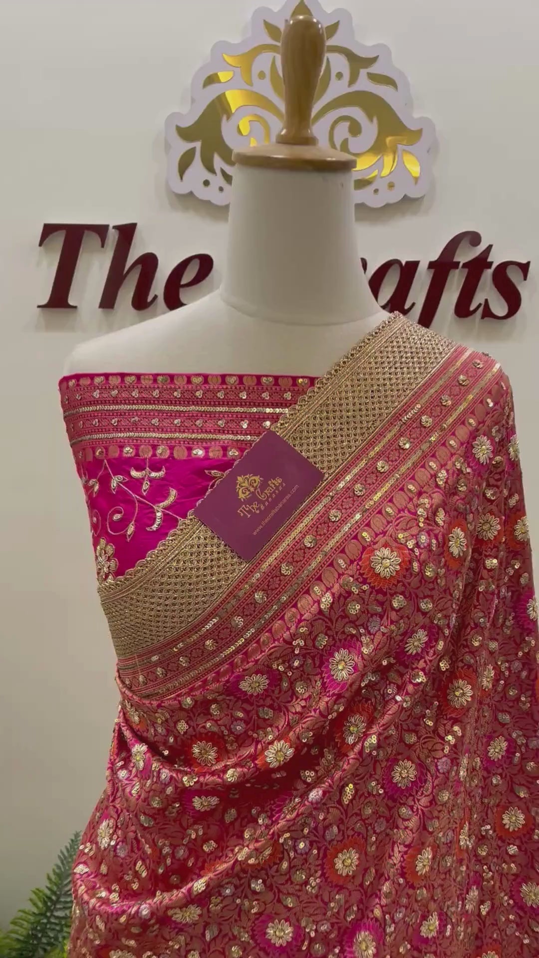 Pure katan Silk Handloom Banarasi Saree - Tanchui Brocade Meena with Zardozi Stone Work