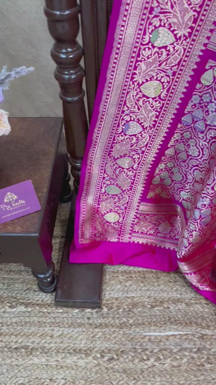 Pure Katan Silk Handloom Banarasi Saree - All Over Kadiyal Jaal Work