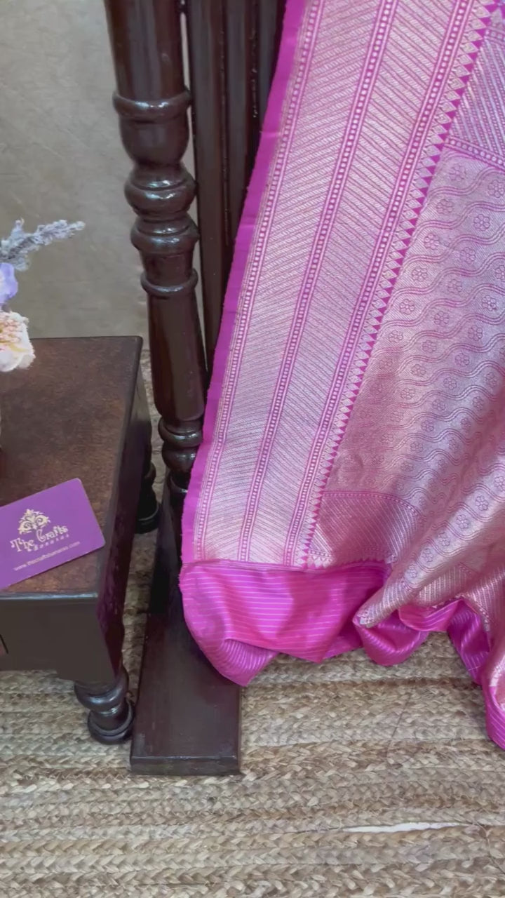 Pure Katan Silk Handloom Banarasi Saree - All Over Kadiyal Jaal Work