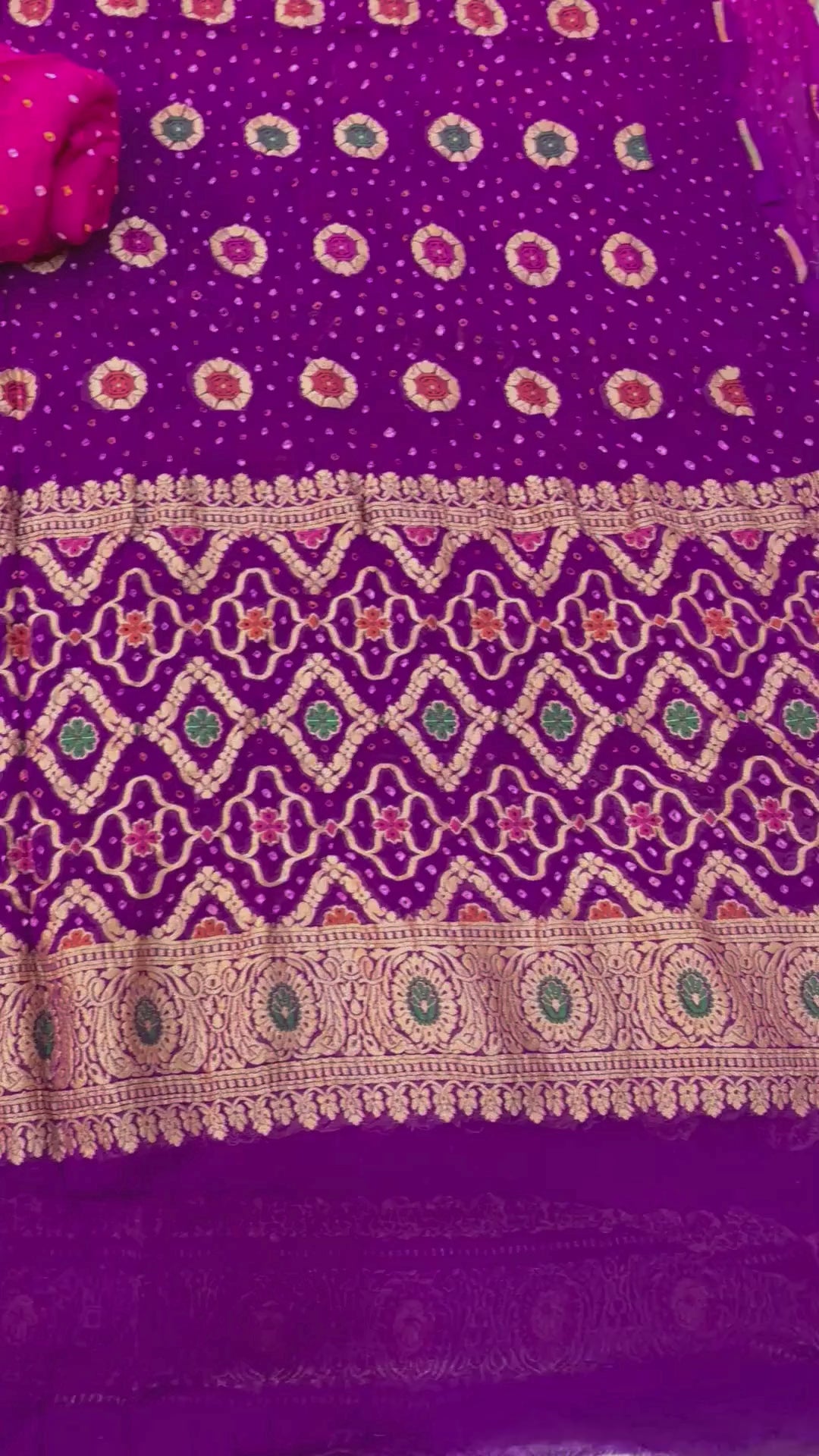 Pure Georgette Banarasi Bandhej Dress Material - with Meenakari