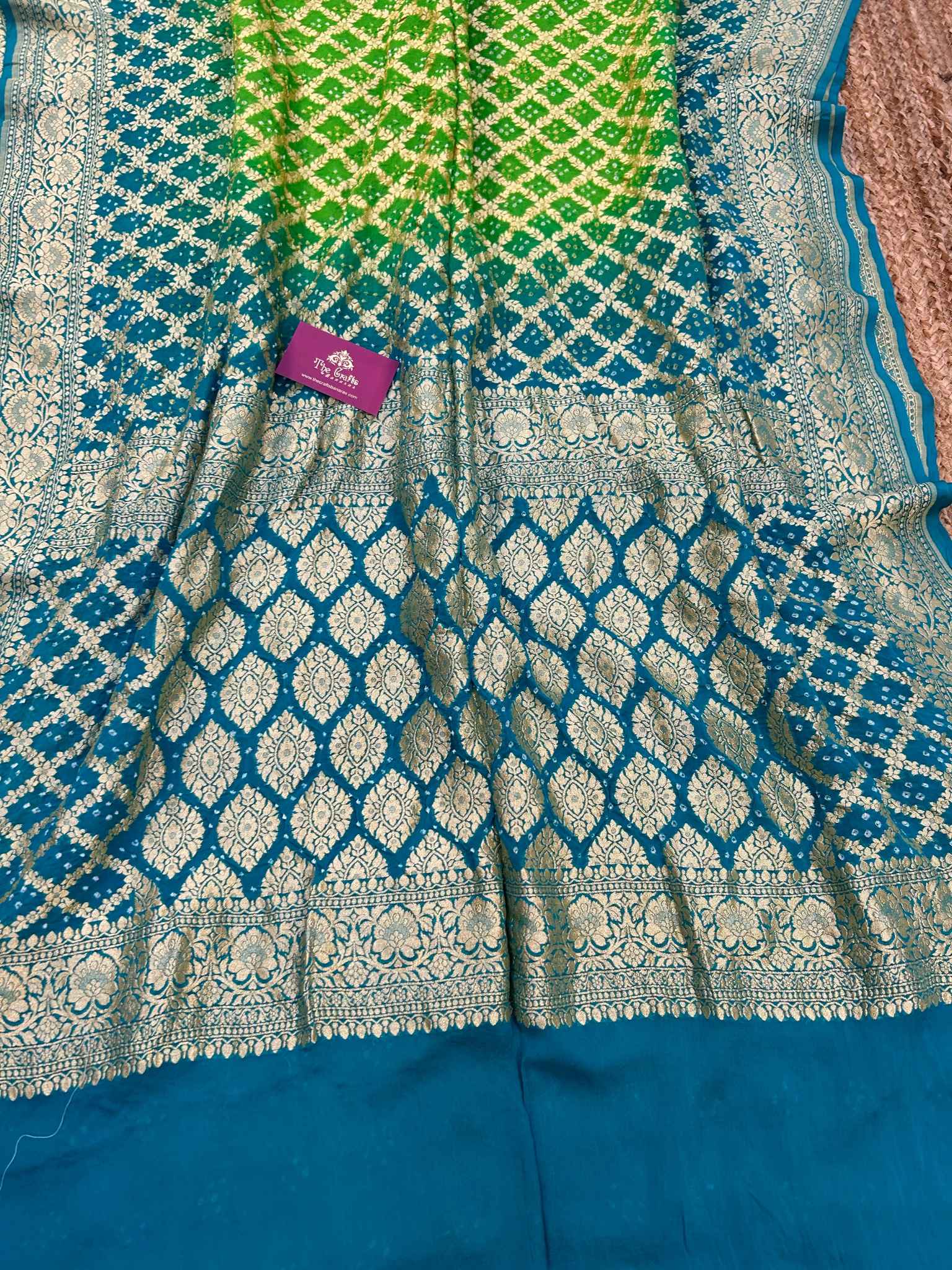 Pure Georgette Banarasi Handloom Bandhej Saree