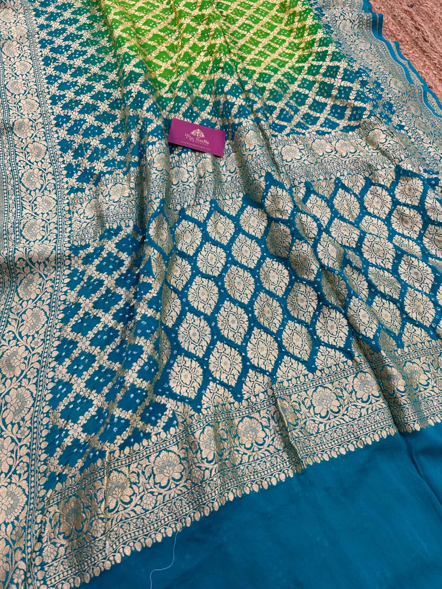 Pure Georgette Banarasi Handloom Bandhej Saree