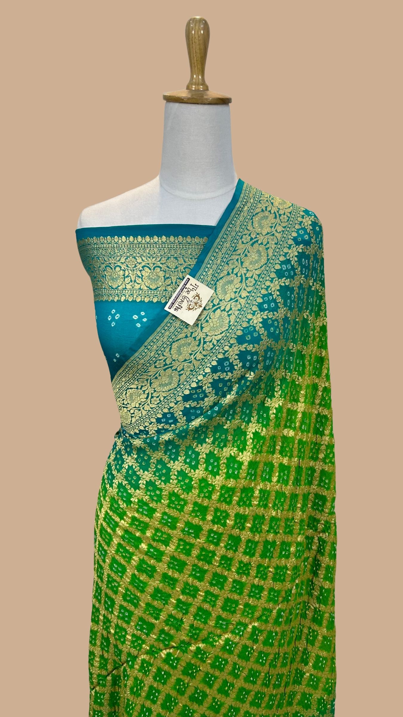 Pure Georgette Banarasi Handloom Bandhej Saree