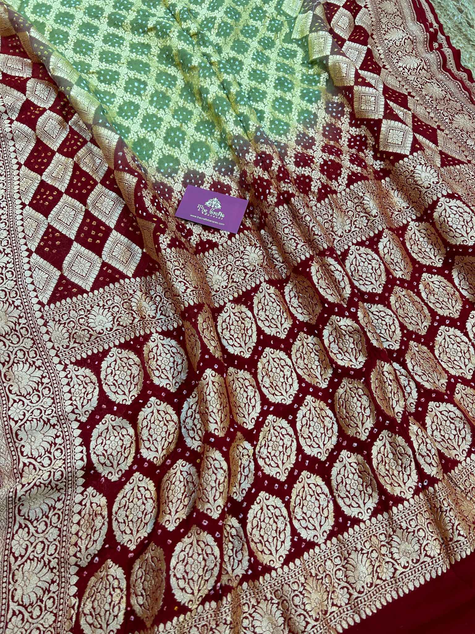 Pure Georgette Banarasi Handloom Bandhej Saree