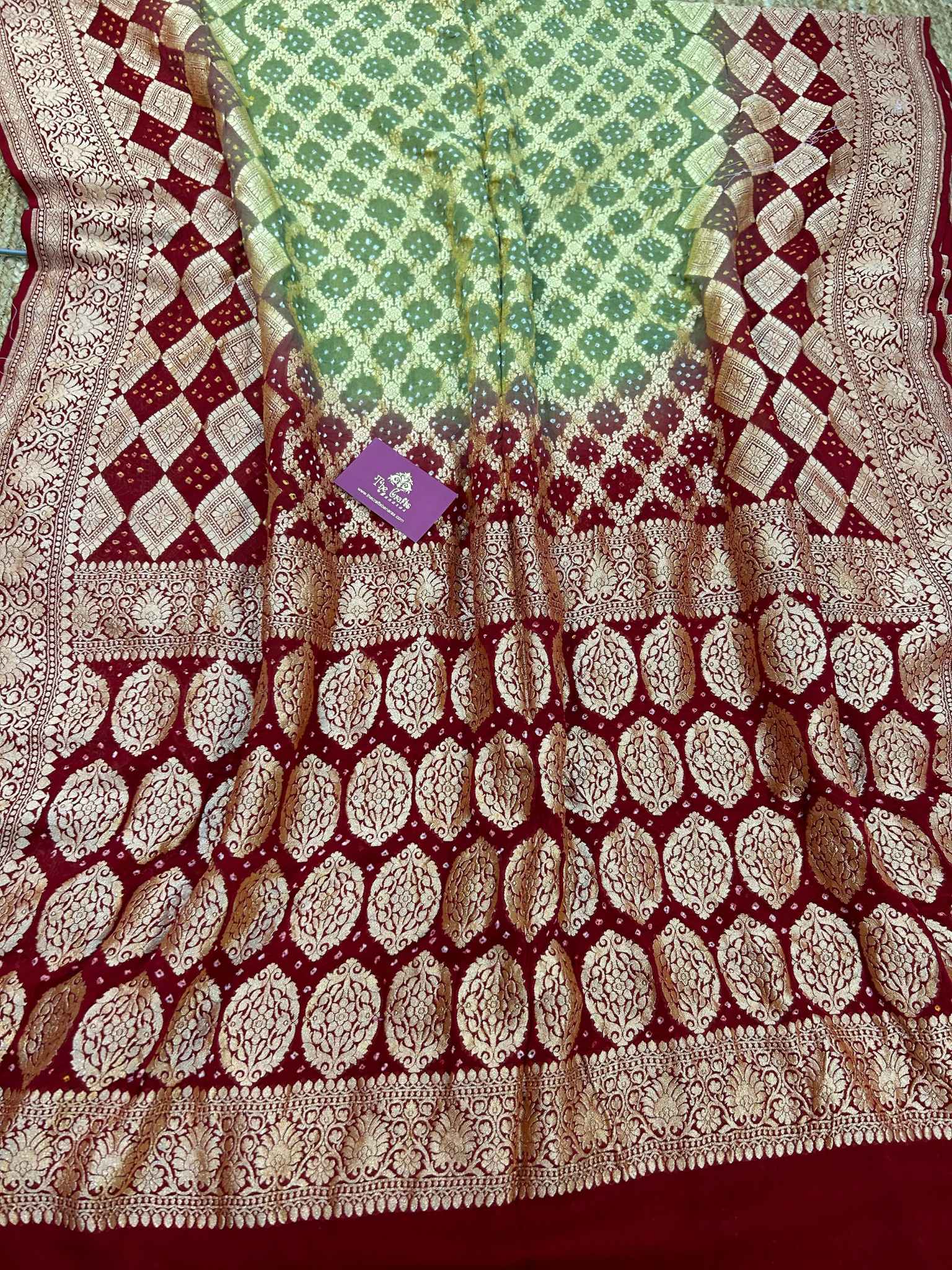 Pure Georgette Banarasi Handloom Bandhej Saree