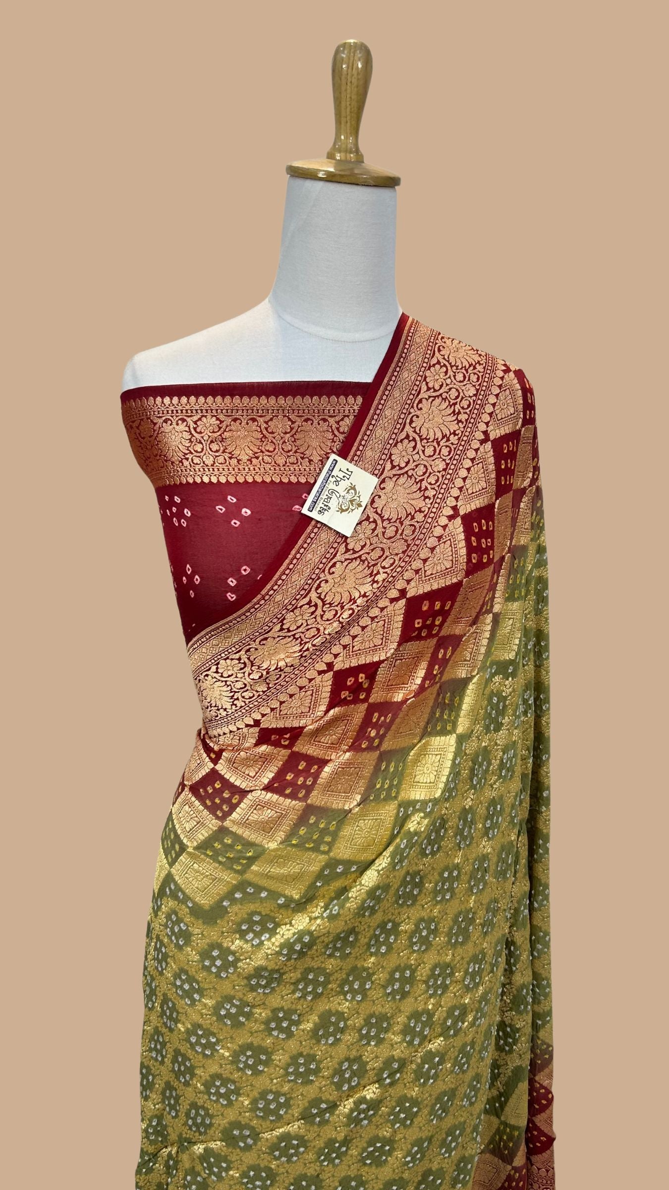 Pure Georgette Banarasi Handloom Bandhej Saree