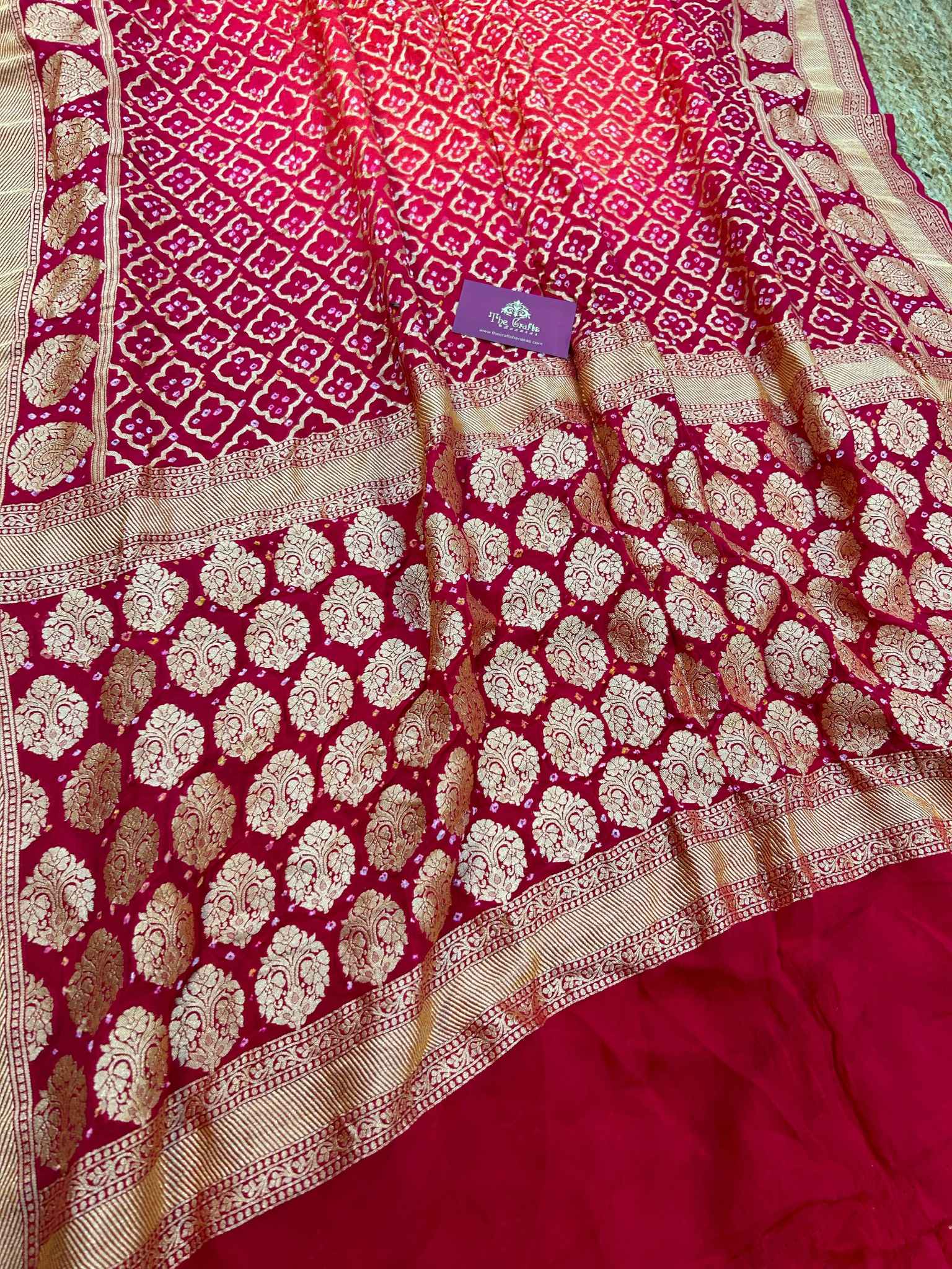 Pure Georgette Banarasi Handloom Bandhej Saree